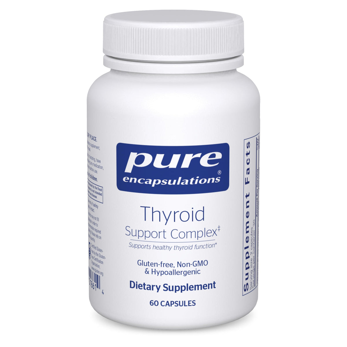 Pure Encapsulations Complexe thyroïdien, flacon sur étagère, routine quotidienne facilitée.