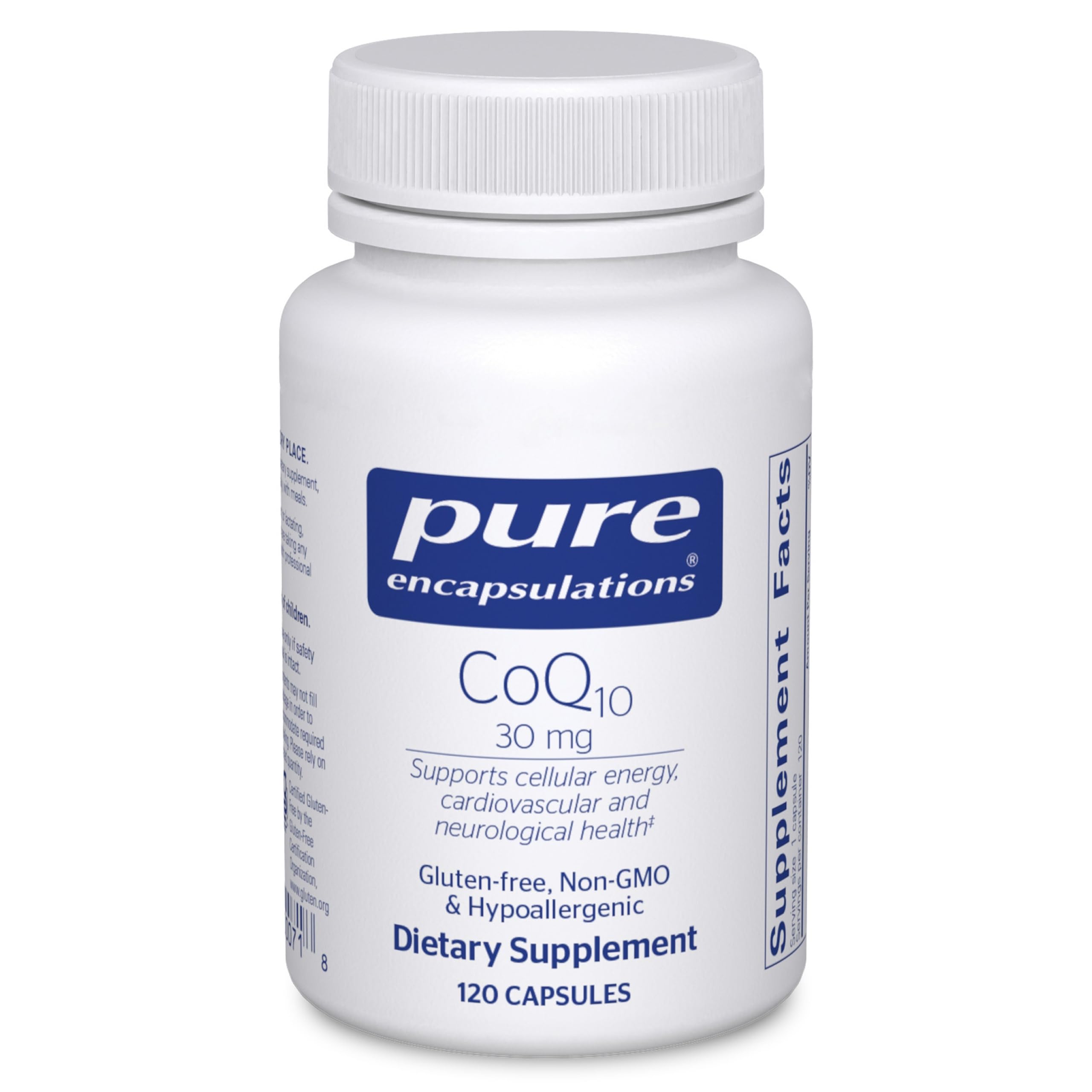 Pure Encapsulations CoQ10 30 mg — boîte de 120 gélules, énergie potentielle.