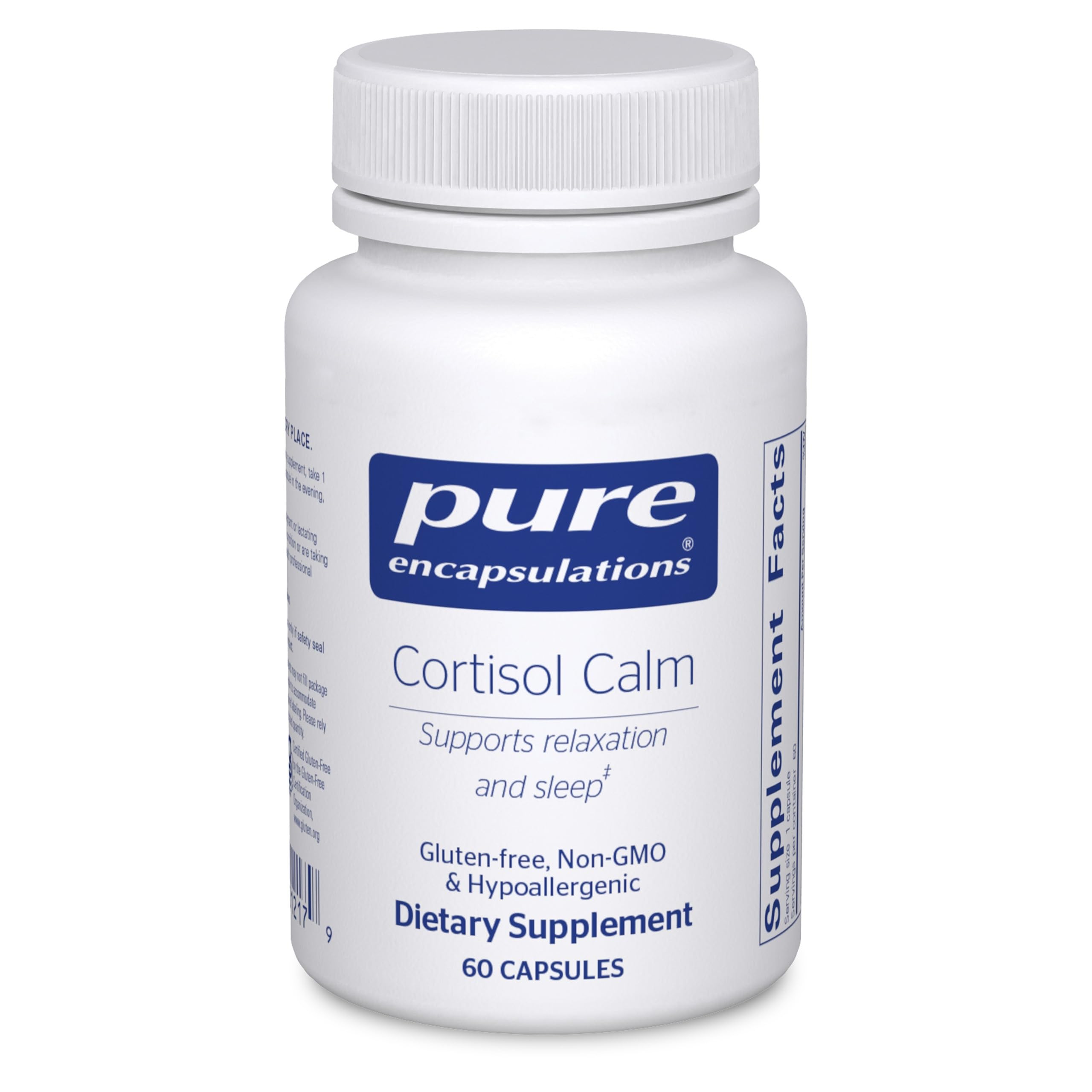 Pure Encapsulations Cortisol Calm — bouteille favorisant la gestion du cortisol et relaxation.