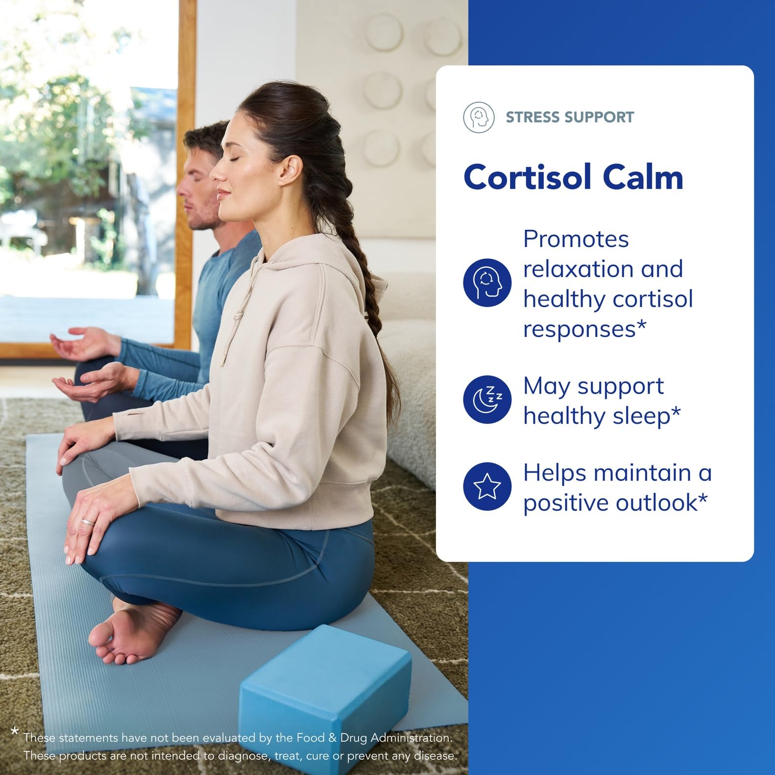 Pure Encapsulations Cortisol Calm — étui clair promouvant routine équilibrante quotidienne.