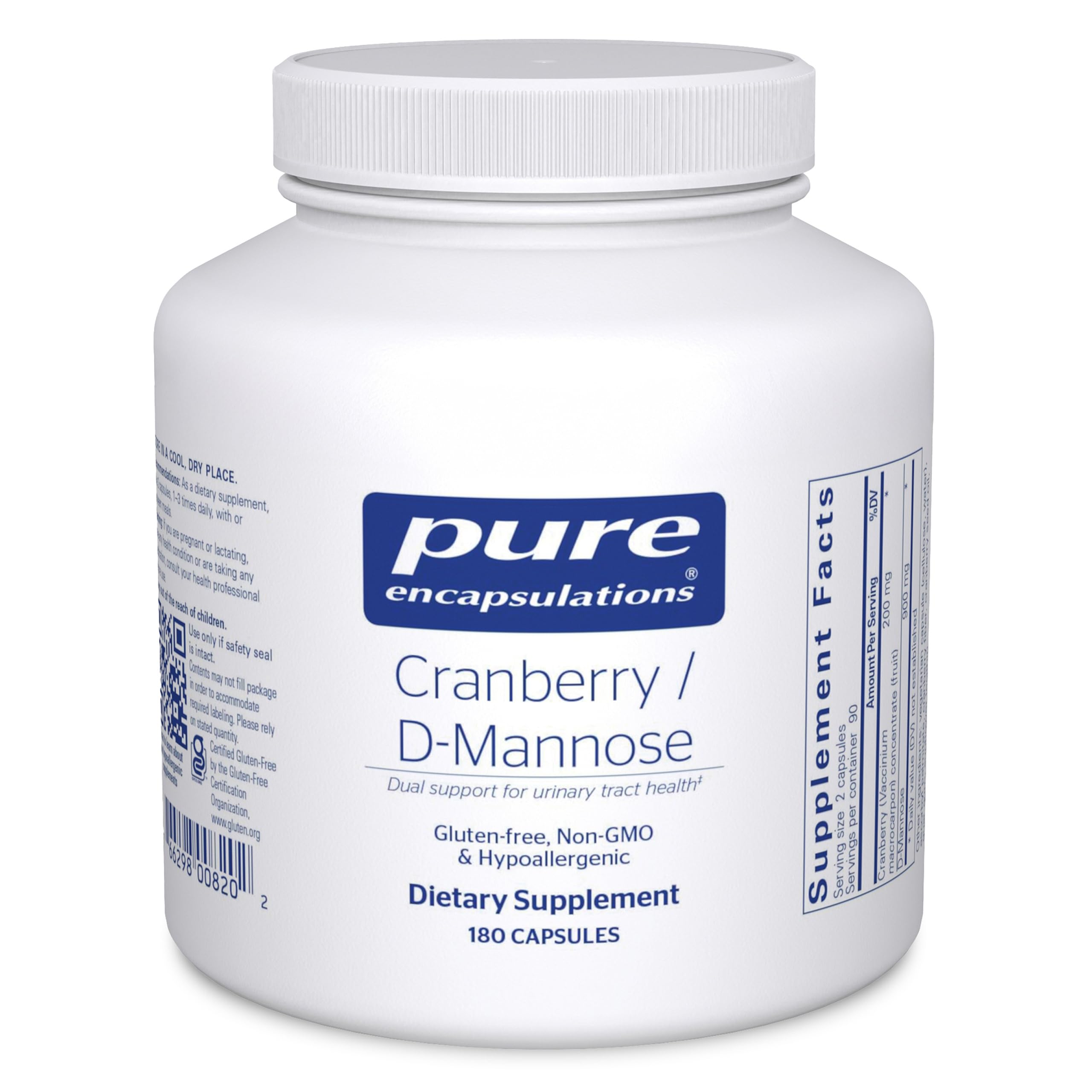 Pure Encapsulations Cranberry D-Mannose: capsules faciles à avaler pour le quotidien.