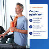 Capsules cuivre glycinate Pure Encapsulations visibles, prise quotidienne pratique.
