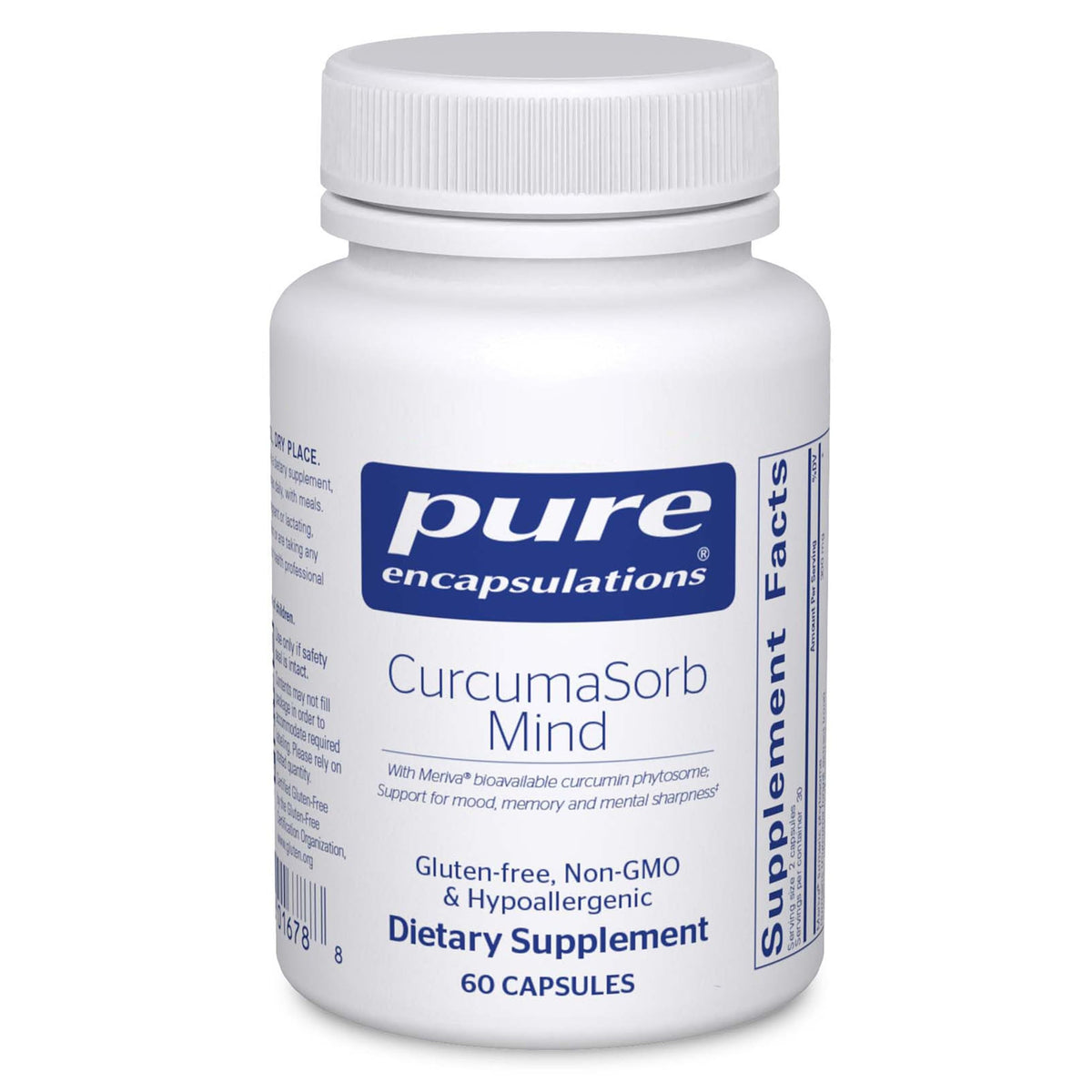 Pure Encapsulations CurcumaSorb Mind, bouteille: soutien potentiel à la concentration et à la clarté mentale.