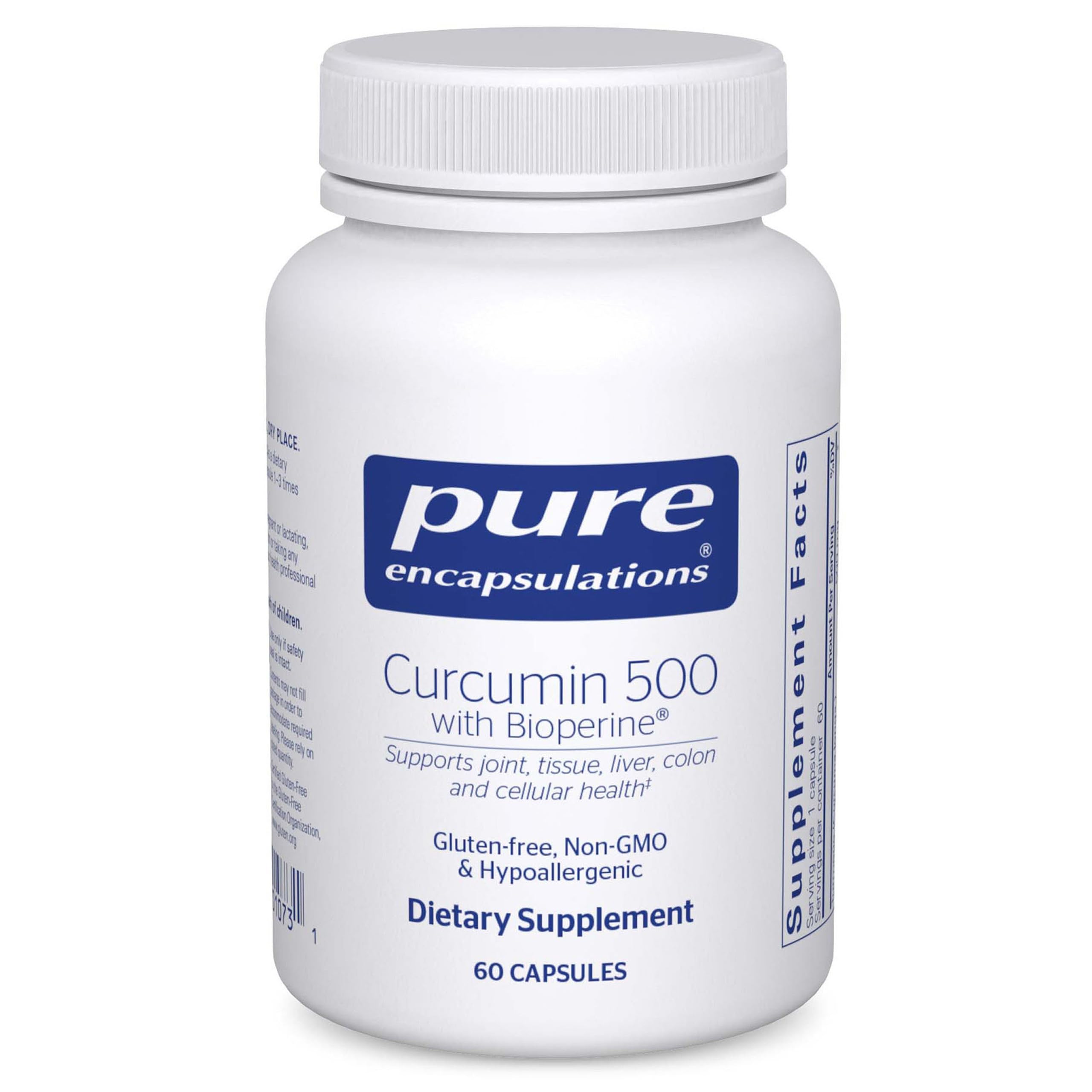 Pure Encapsulations Curcumin 500 – la bouteille, soutien potentiel des articulations et du foie.