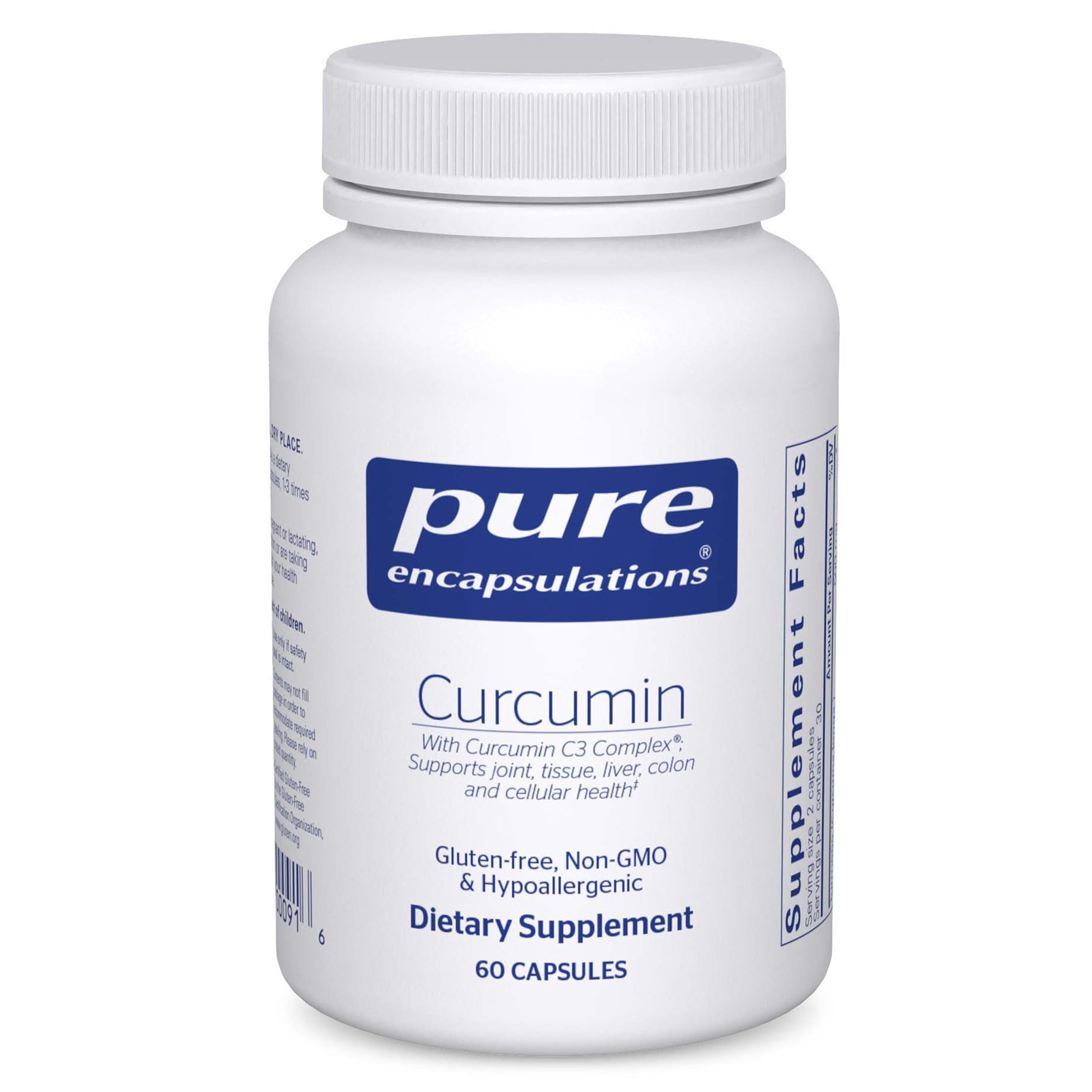 Pure Encapsulations Curcumin — bouteille sur fond blanc, soutien potentiel pour articulations et bien-être quotidien.