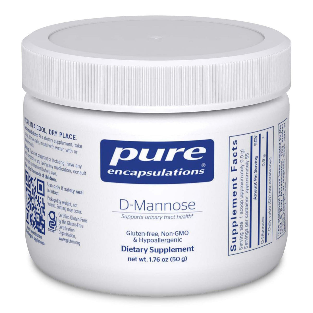 Pure Encapsulations D-Mannose en poudre, bouteille prête à l’emploi, soutien potentiel des voies urinaires.