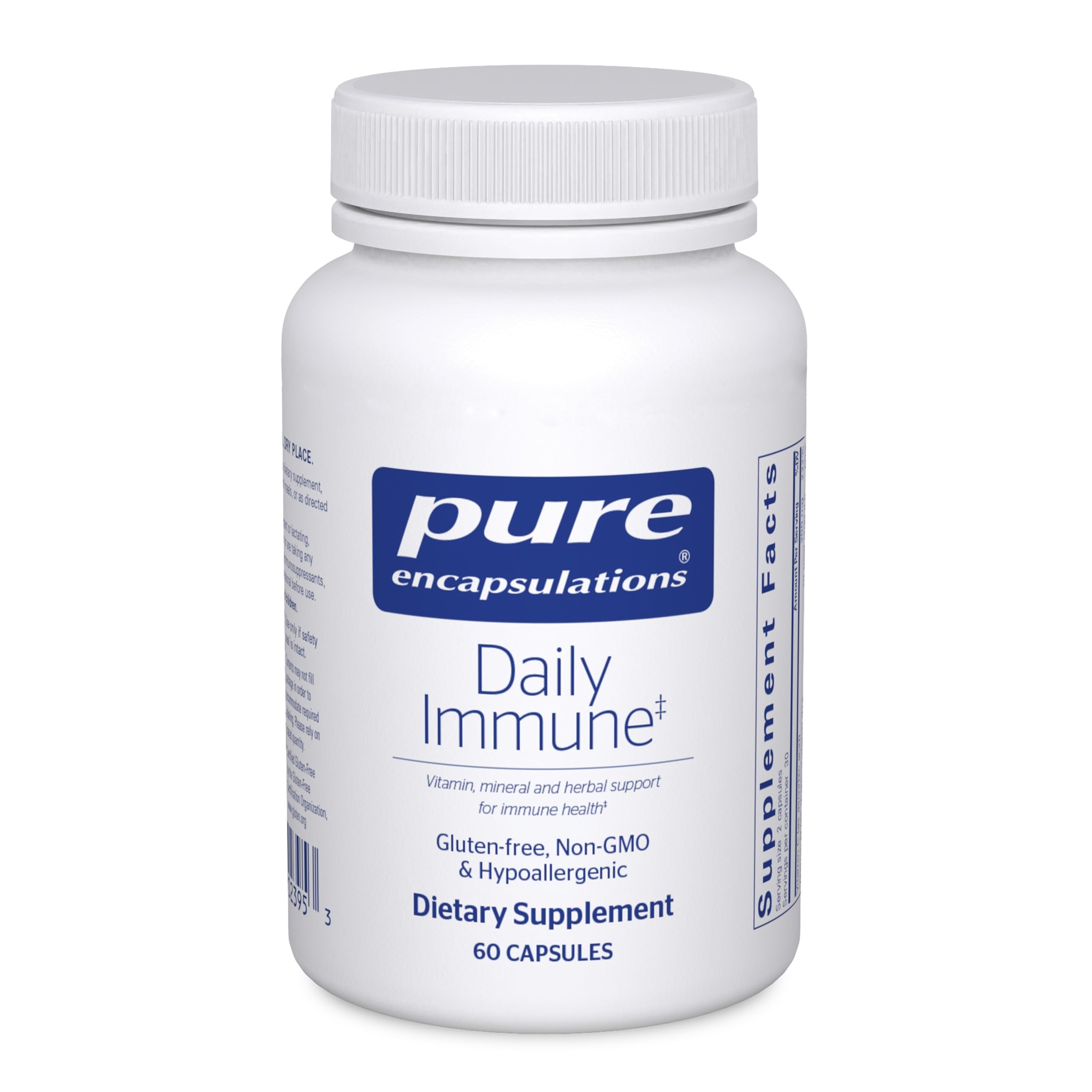 Pure Encapsulations Daily Immune — bouteille de 60 gélules prête pour votre routine.