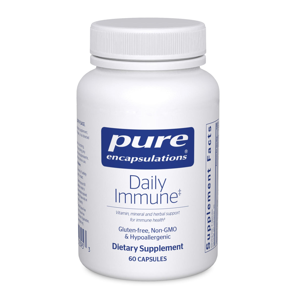 Pure Encapsulations Daily Immune — bouteille de 60 gélules prête pour votre routine.