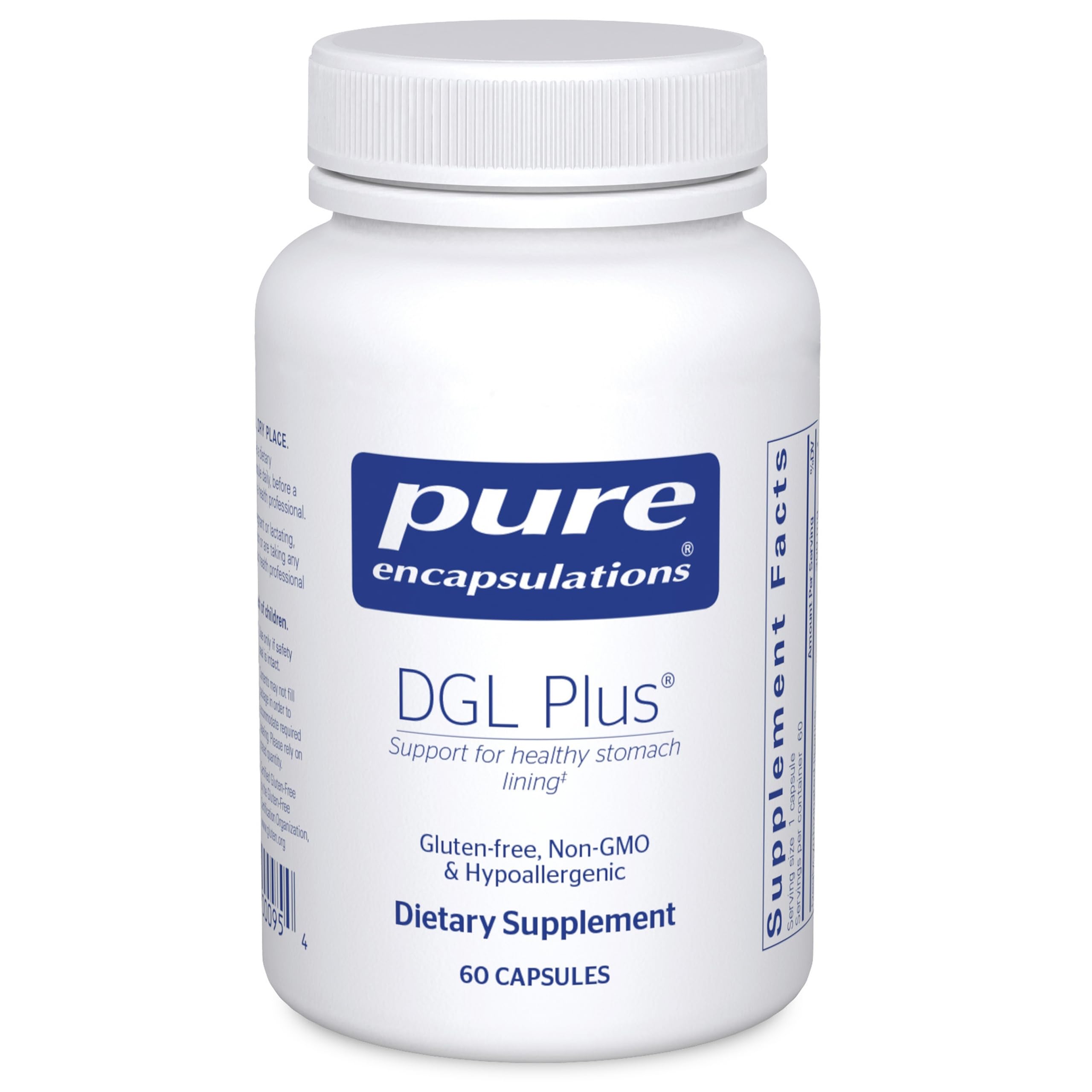 Pure Encapsulations DGL Plus – bouteille, soutien digestif potentiel.