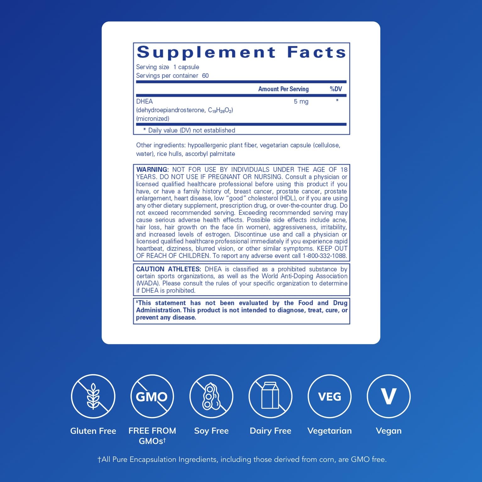 Pure Encapsulations DHEA, soutien potentiel du système immunitaire quotidien.