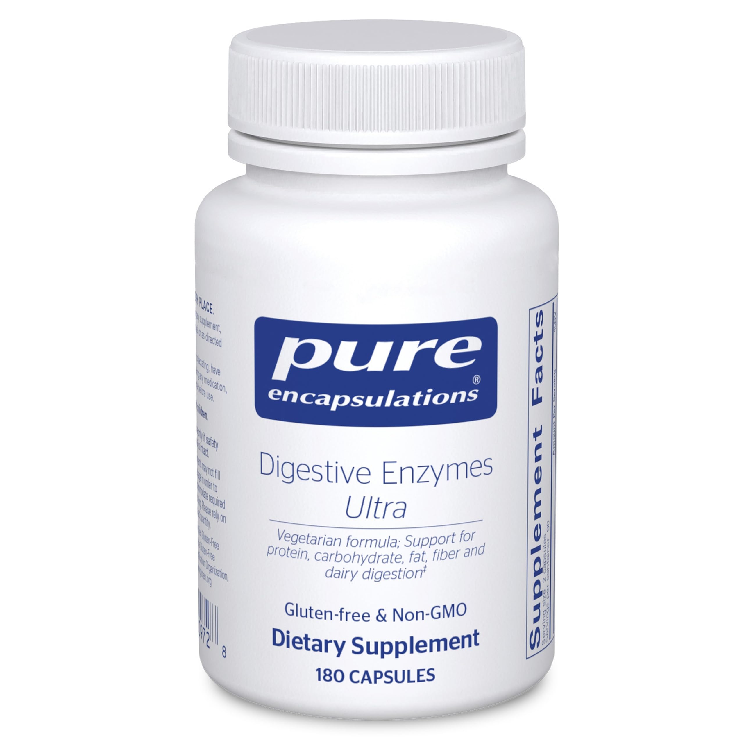 Pure Encapsulations Digestives Ultra, bouteille prête à l’emploi, soutien potentiel à la digestion des protéines.