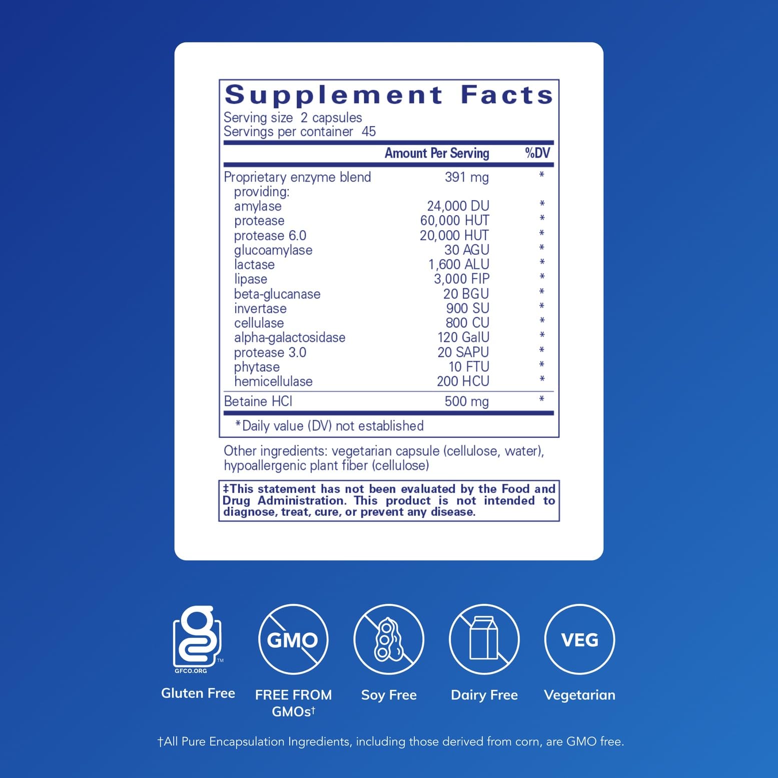 Pure Encapsulations Digestives Ultra, capsules faciles à avaler pour une digestion globale.