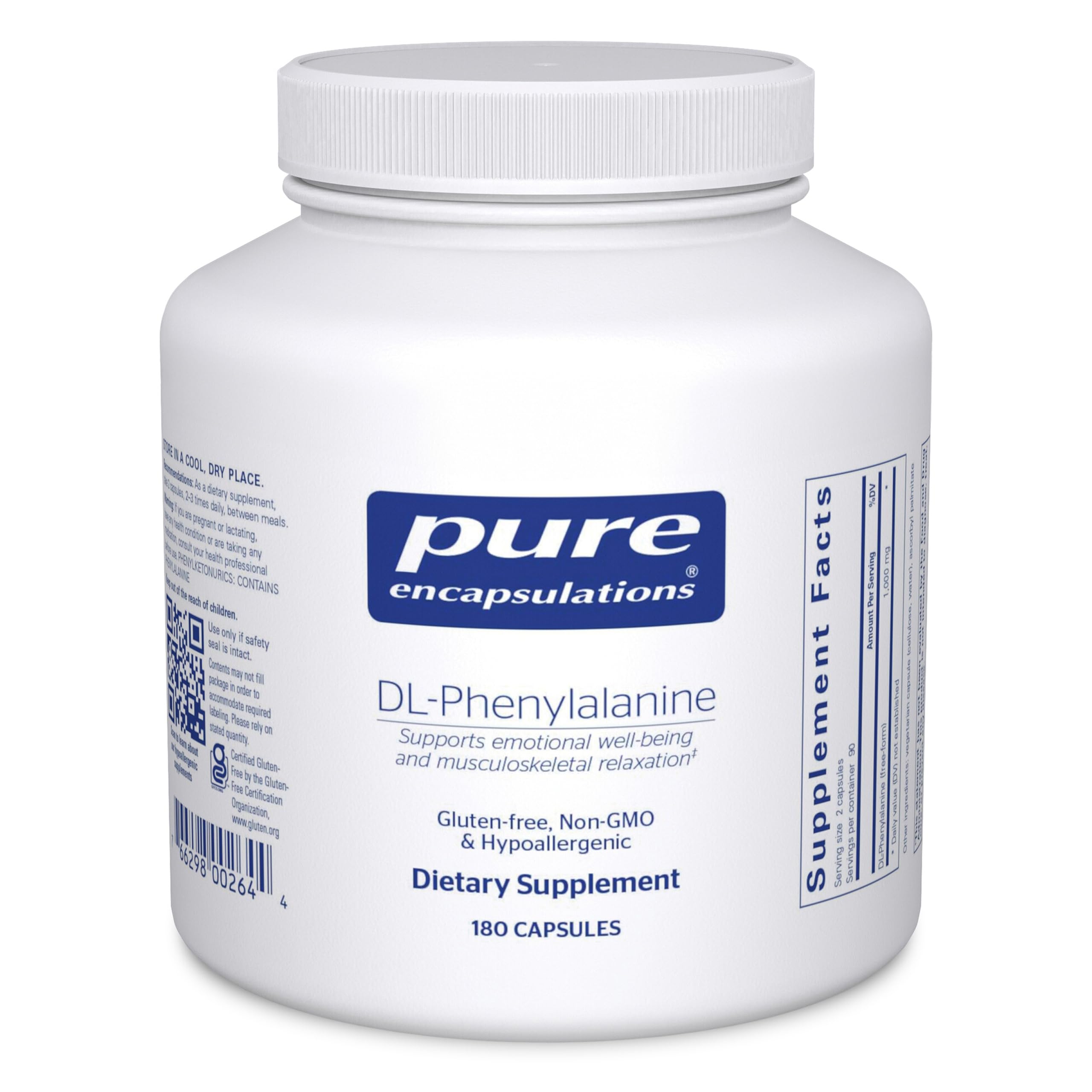 Pure Encapsulations DL-Phenylalanine, bouteille: soutien potentiel à la concentration et à l'humeur.