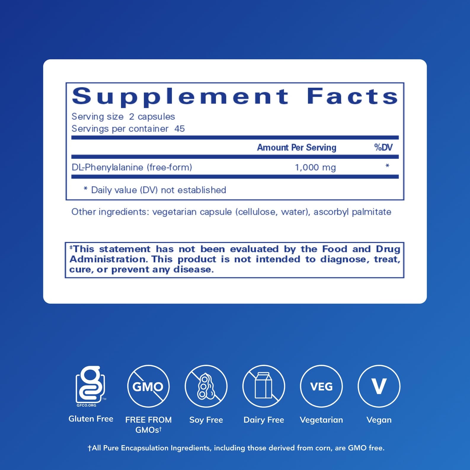 Pure Encapsulations DL-Phenylalanine – capsules: utilisation quotidienne pour énergie mentale potentielle