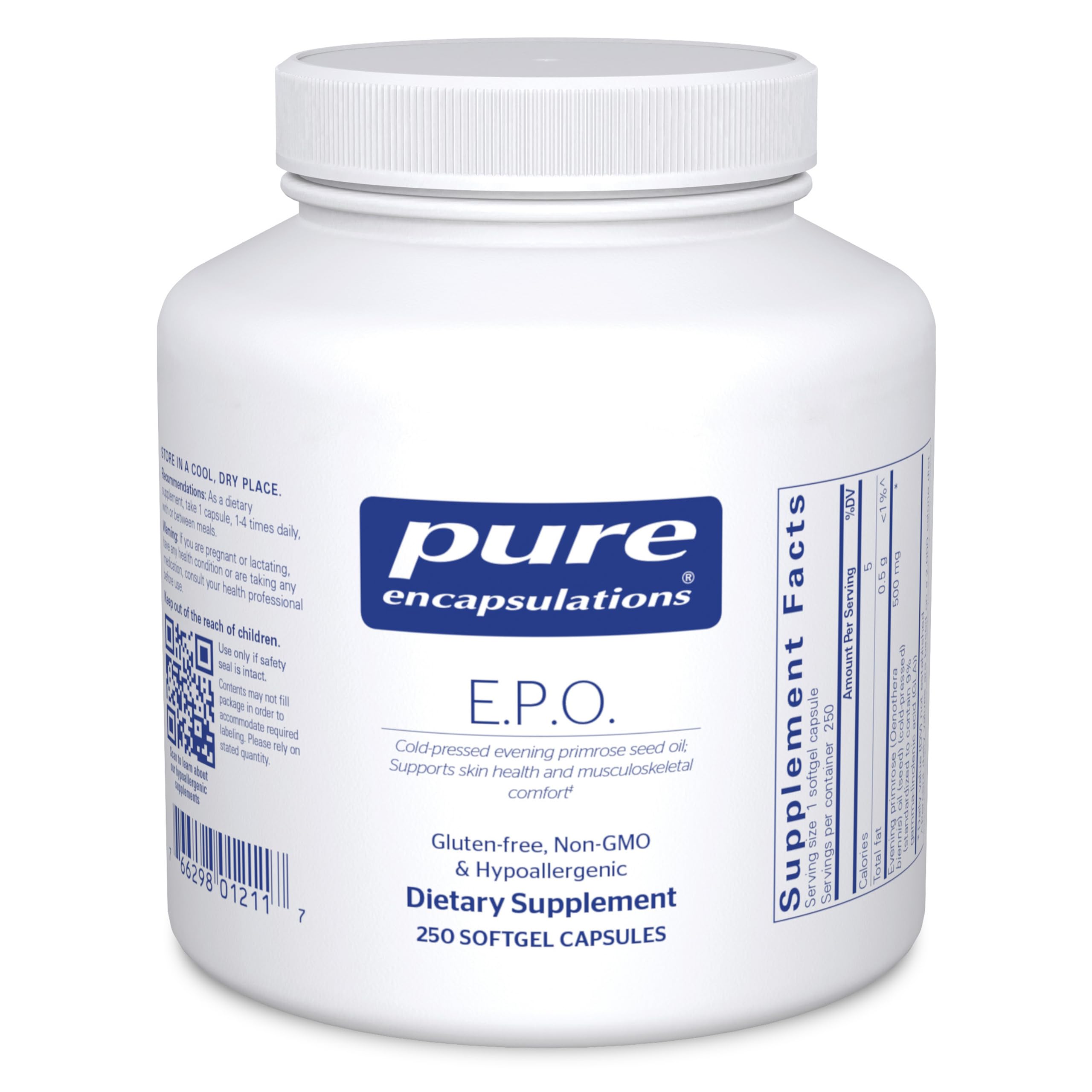 Pure Encapsulations E.P.O. en bouteille softgel, soutien potentiel de la peau saine