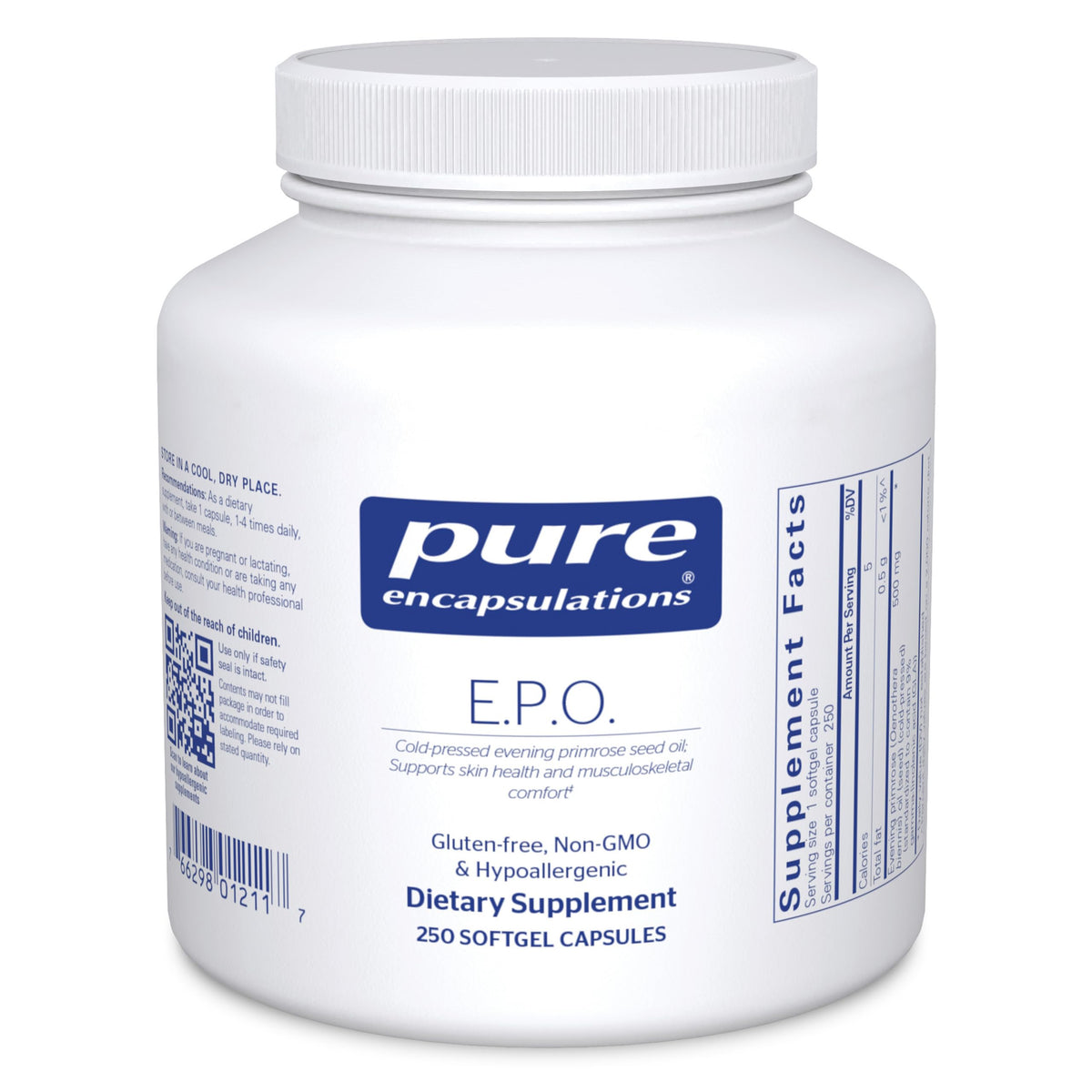 Pure Encapsulations E.P.O. en bouteille softgel, soutien potentiel de la peau saine
