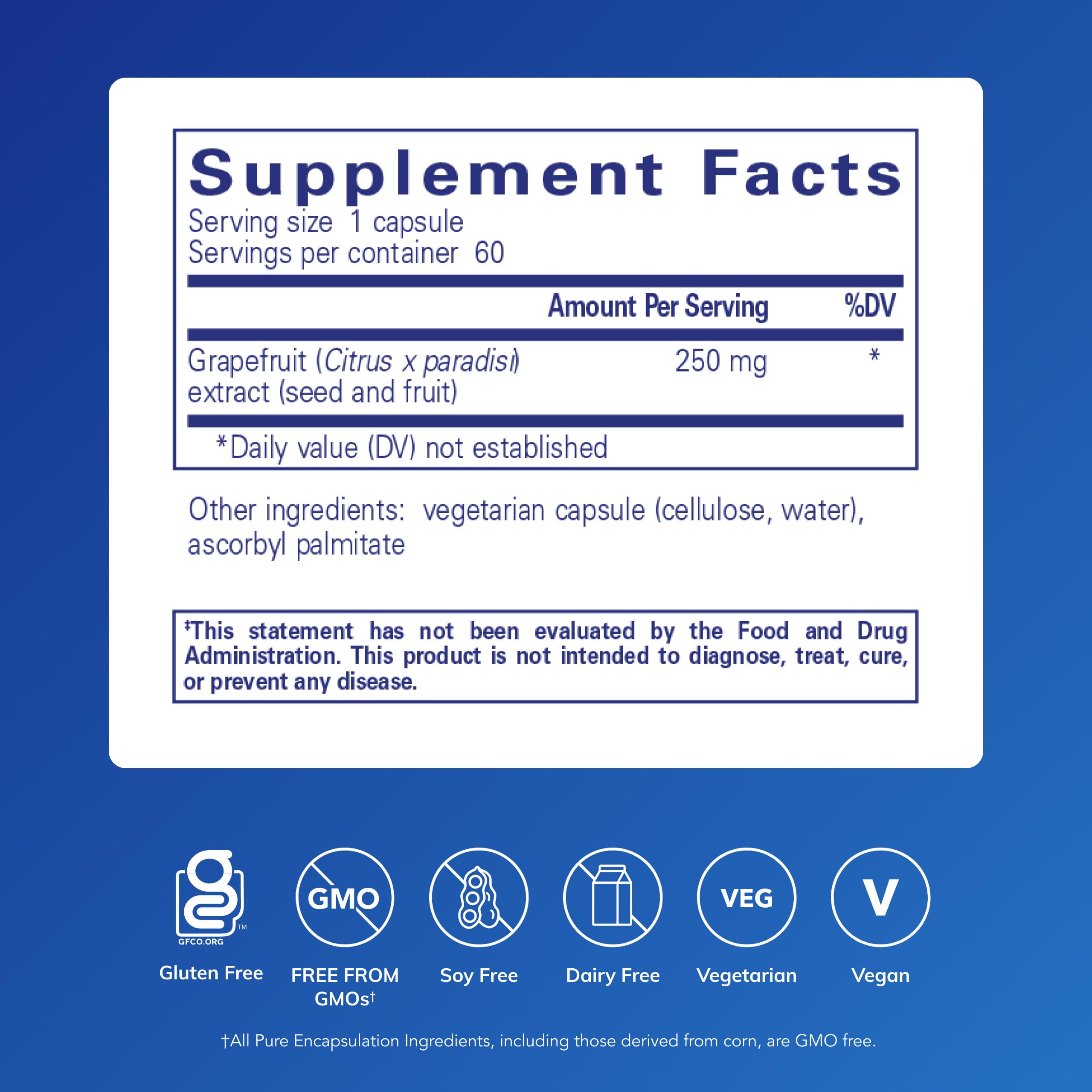 Pure Encapsulations Extrait pépins de pamplemousse – Capsules faciles à prendre pour le confort digestif.