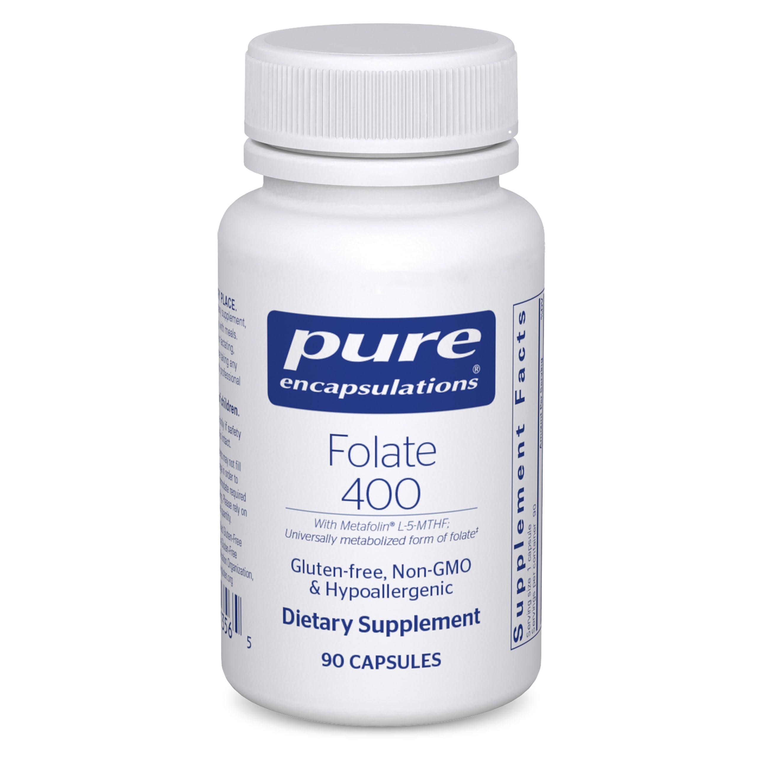 Pure Encapsulations Folate 400 Metafolin – bouteille pratique pour le quotidien