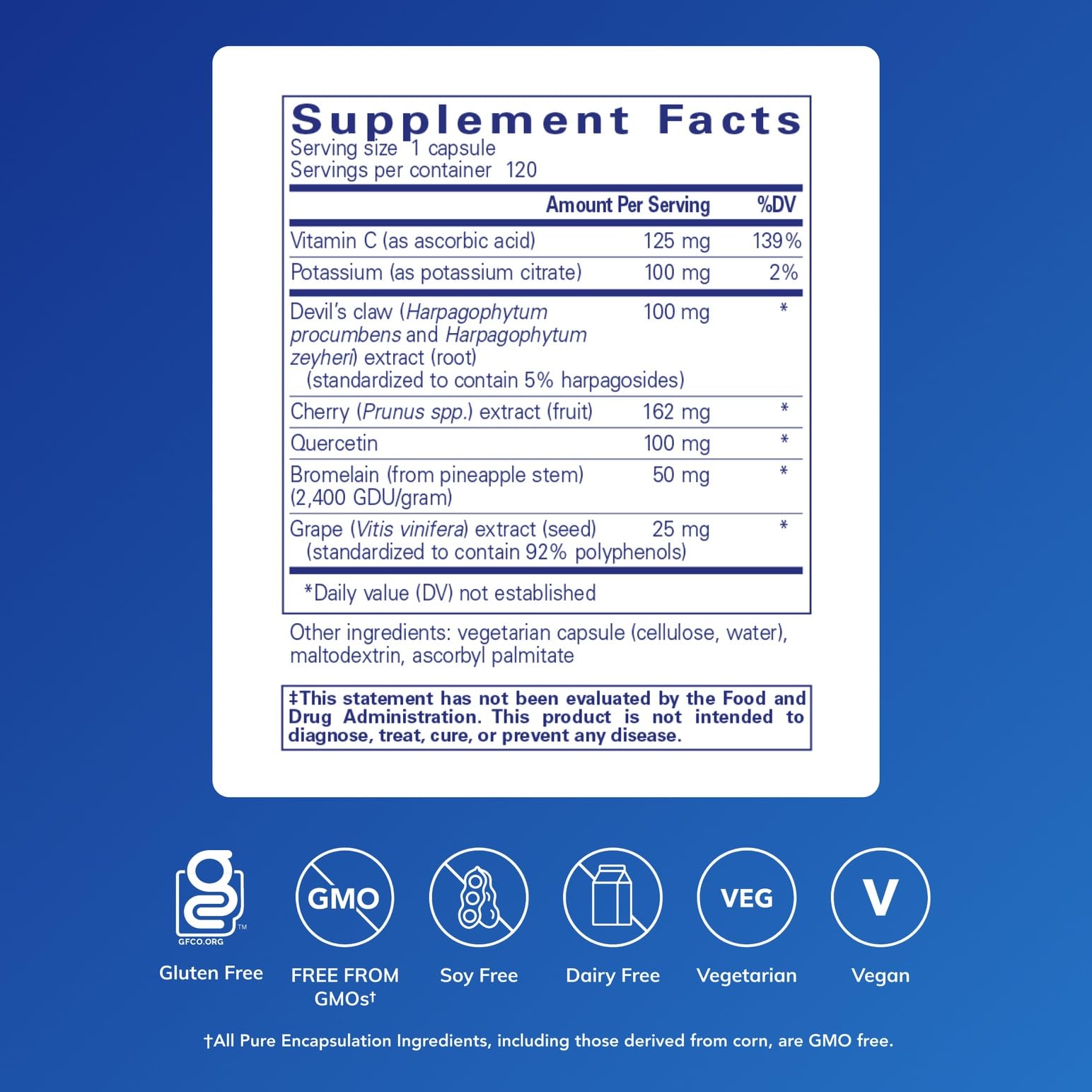 Capsules Pure Encapsulations Formule Acide Urique, facile à avaler