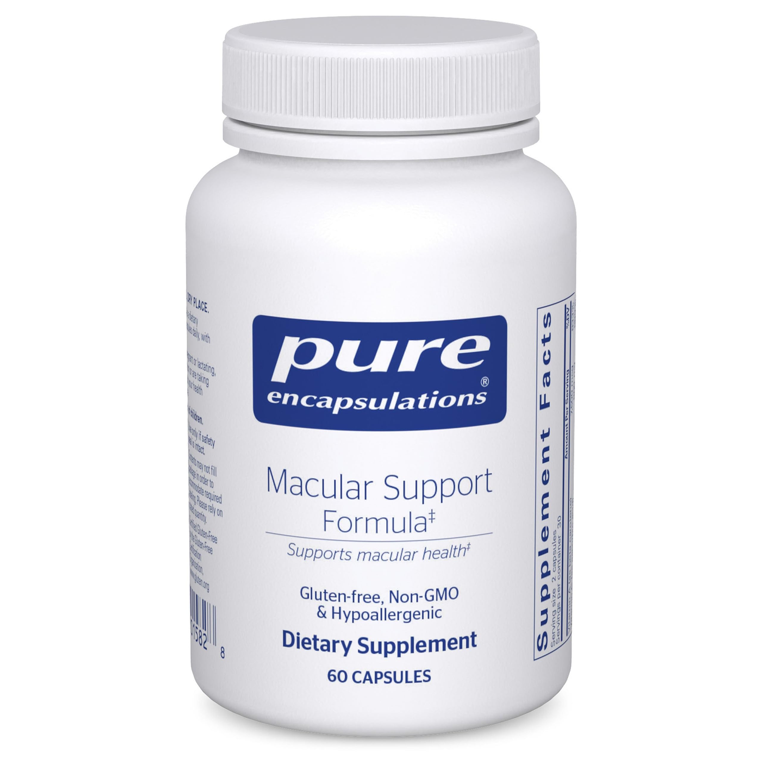 Pure Encapsulations Formule Soutien Maculaire – bouteille: soutien visuel potentiel et formulation hypoallégénétique