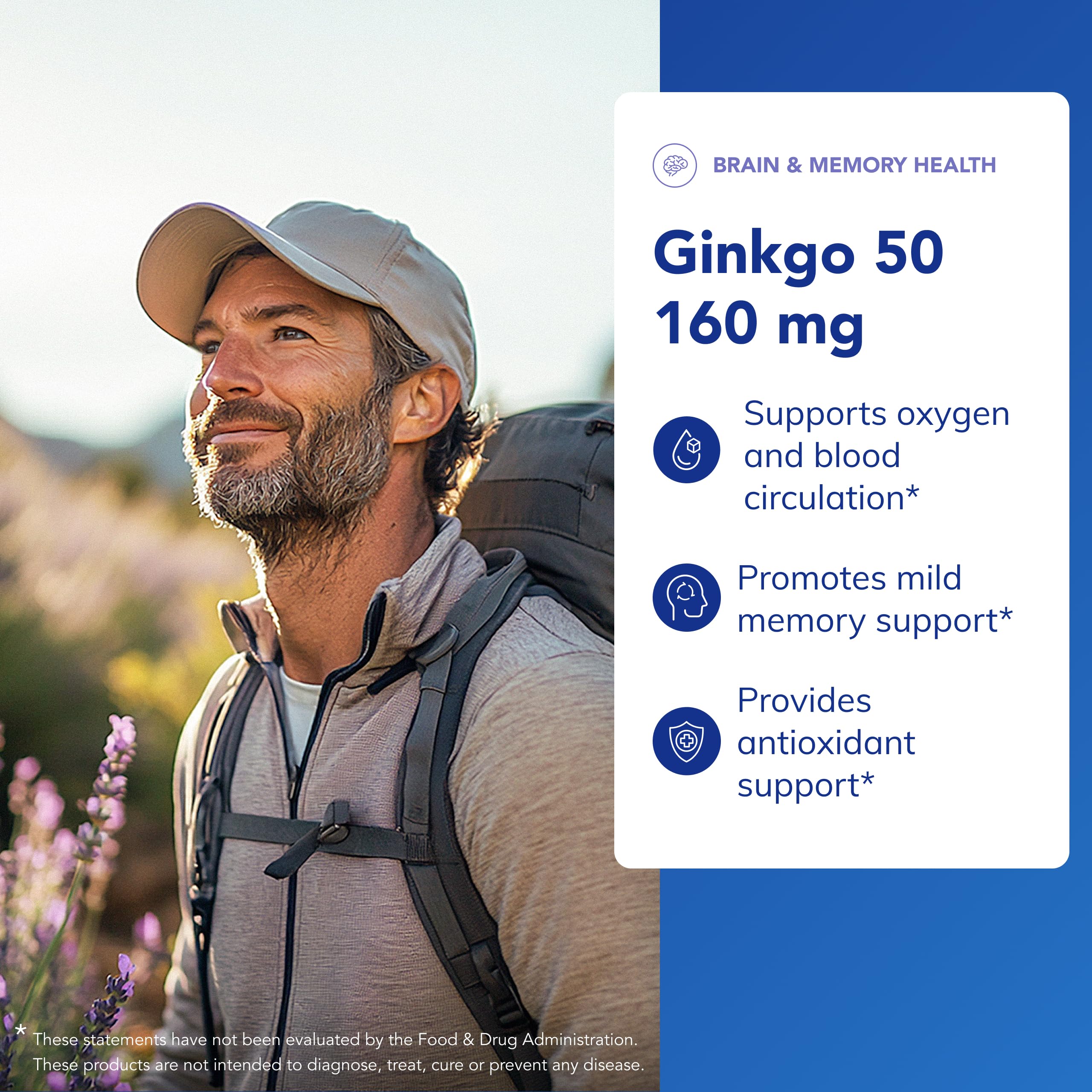 Pure Encapsulations Ginkgo 50: ingrédients naturels mis en avant pour la transparence.