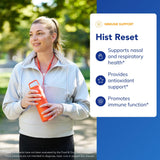 Etiquette claire et informative du produit Hist Reset, facile à comprendre.