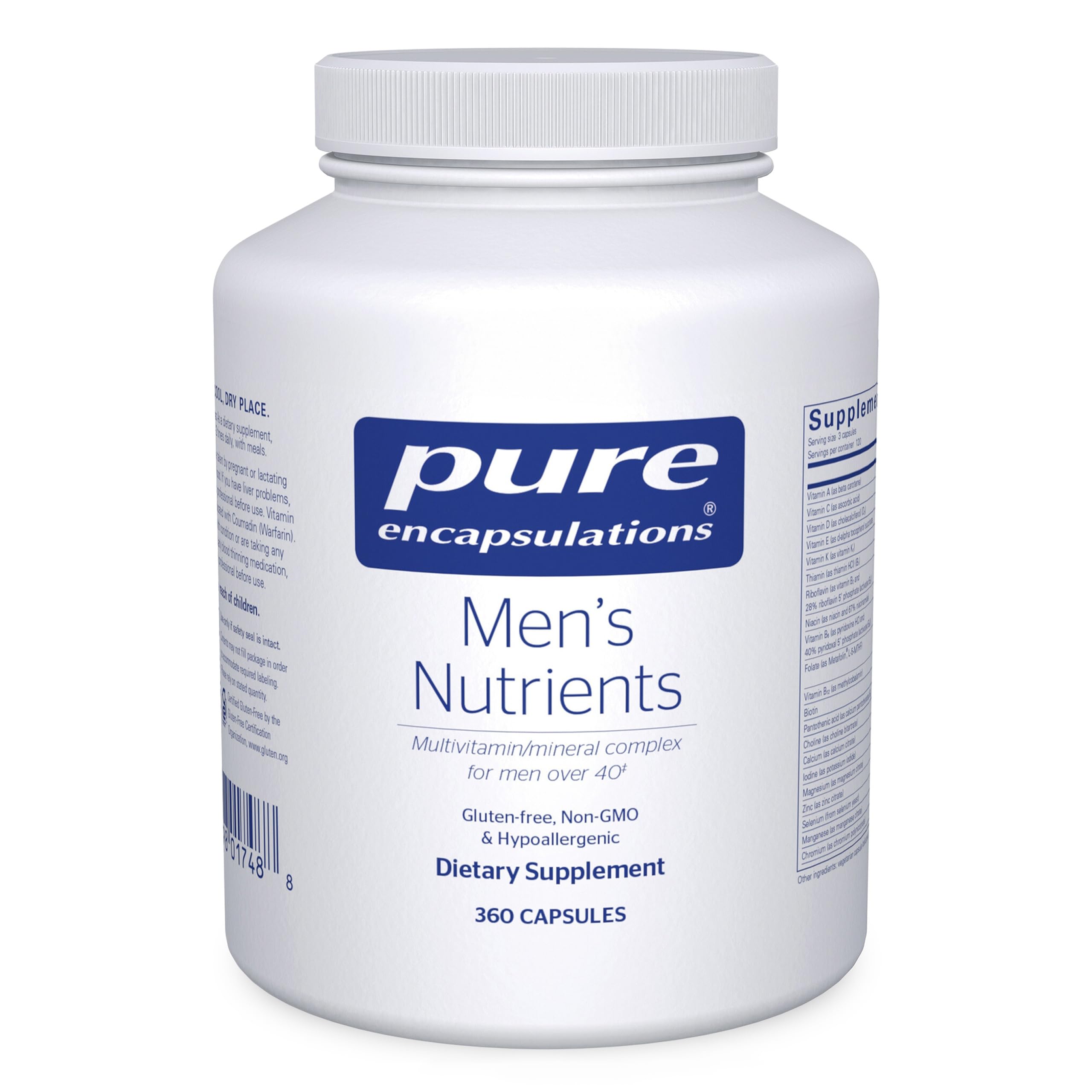 Pure Encapsulations Nutriments pour Hommes, bouteille de capsules, énergie potentielle pour la journée.