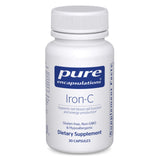 Pure Encapsulations Iron-C: bouteille claire et capsules faciles à avaler, énergie au quotidien.
