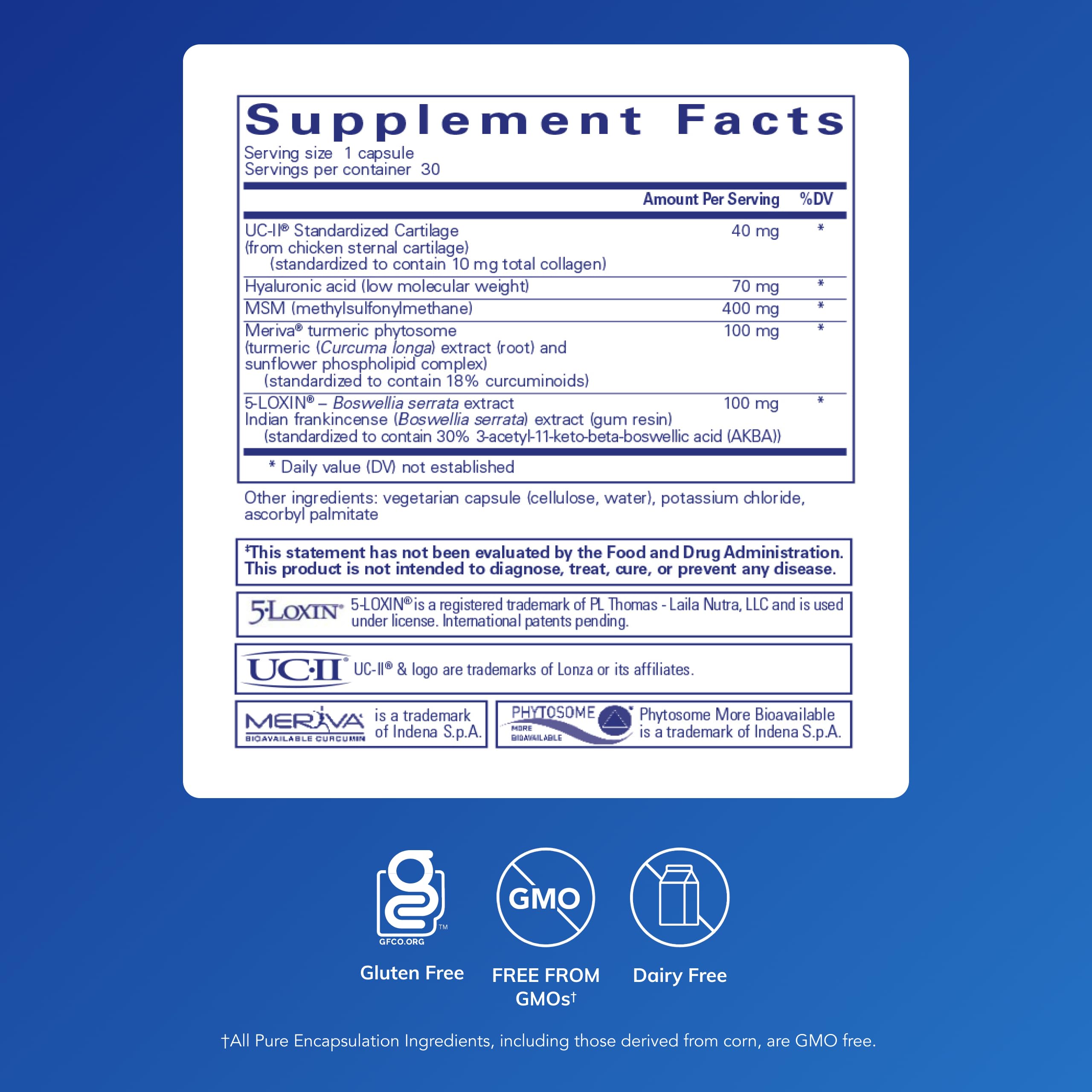 Pure Encapsulations Joint Complex – capsules faciles à avaler pour le confort articulaire au quotidien.