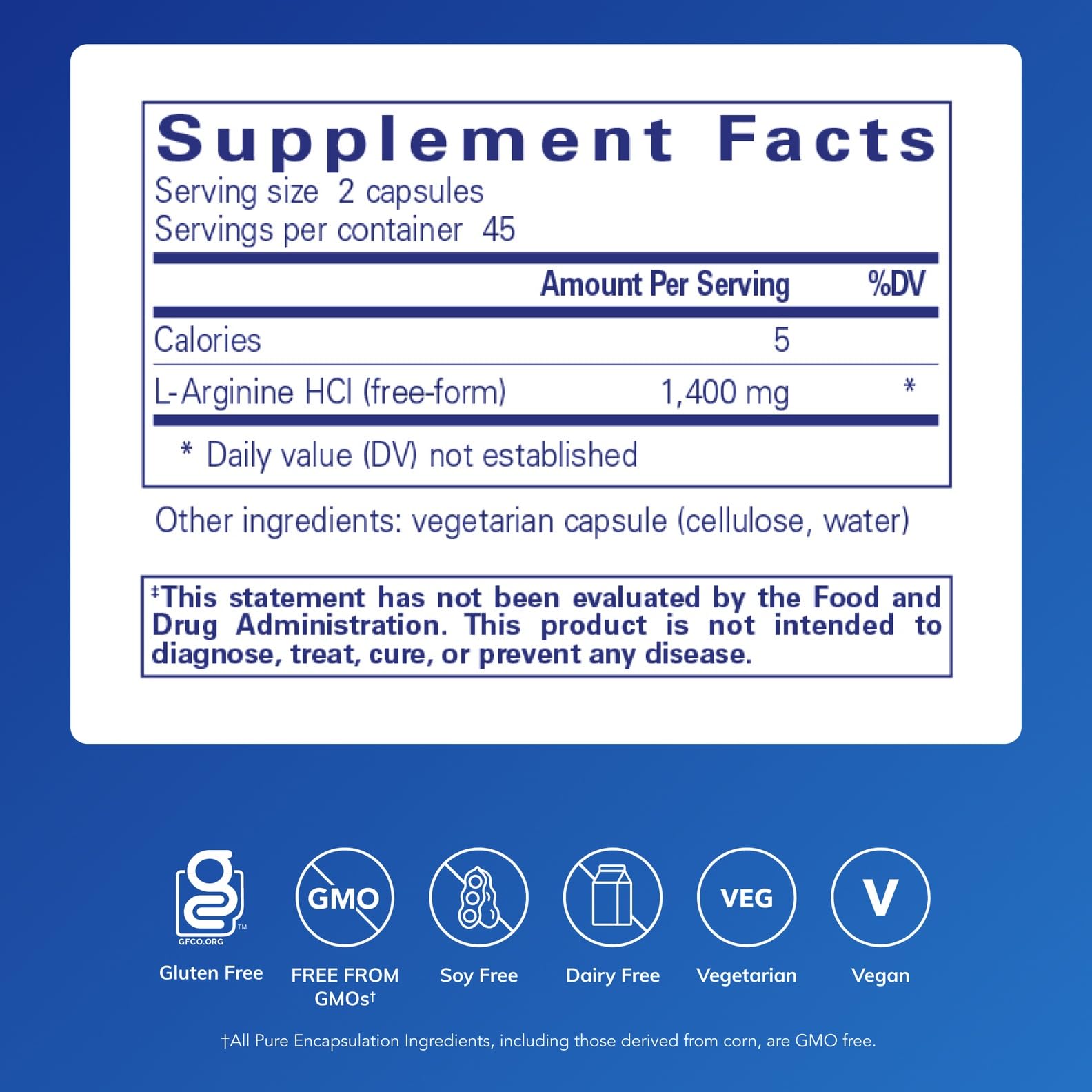 Pure Encapsulations L-Arginine – capsules visibles en gros plan, potentiel soutien vasculaire.