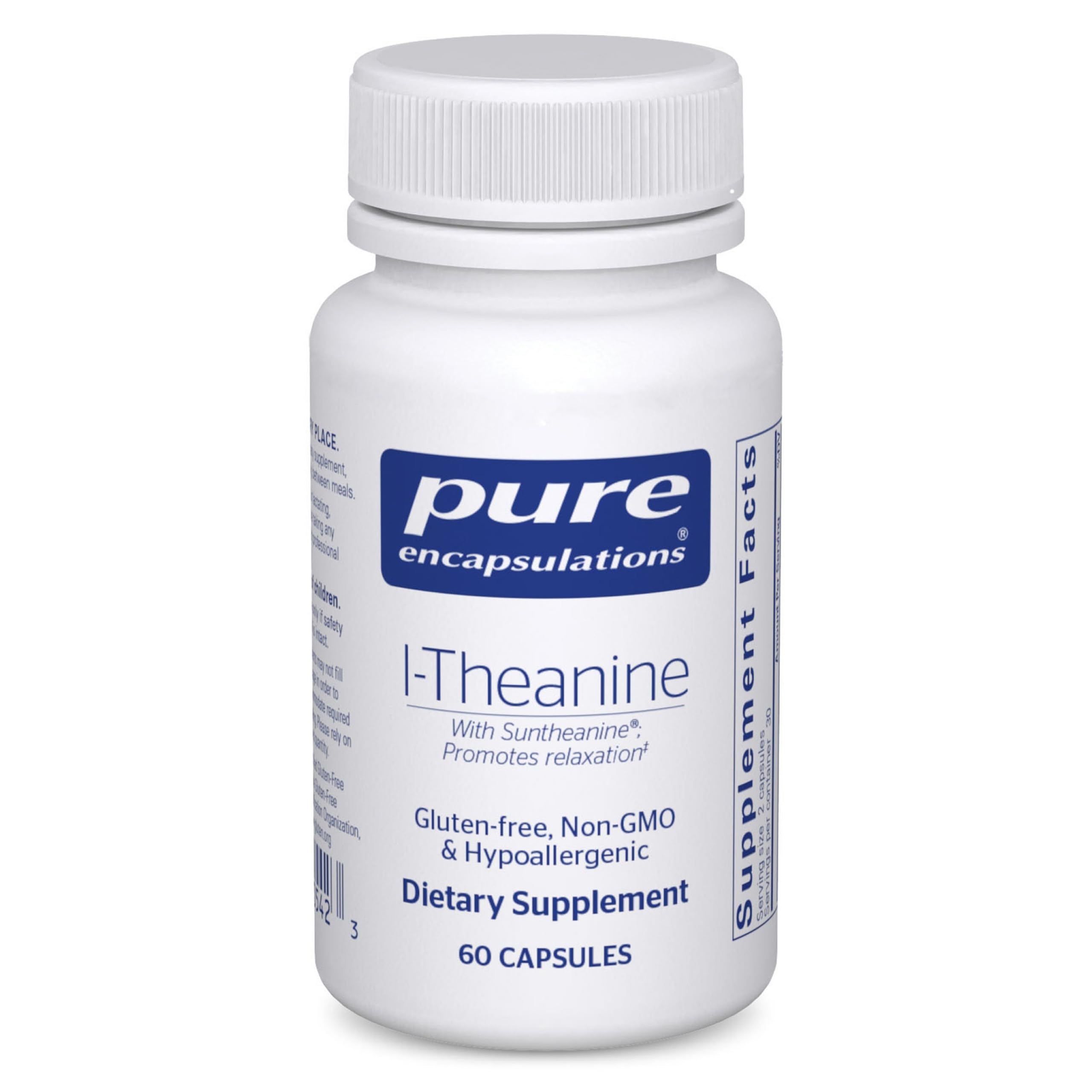 Pure Encapsulations L-Theanine – bouteille de 60 capsules, relaxation sans somnolence.