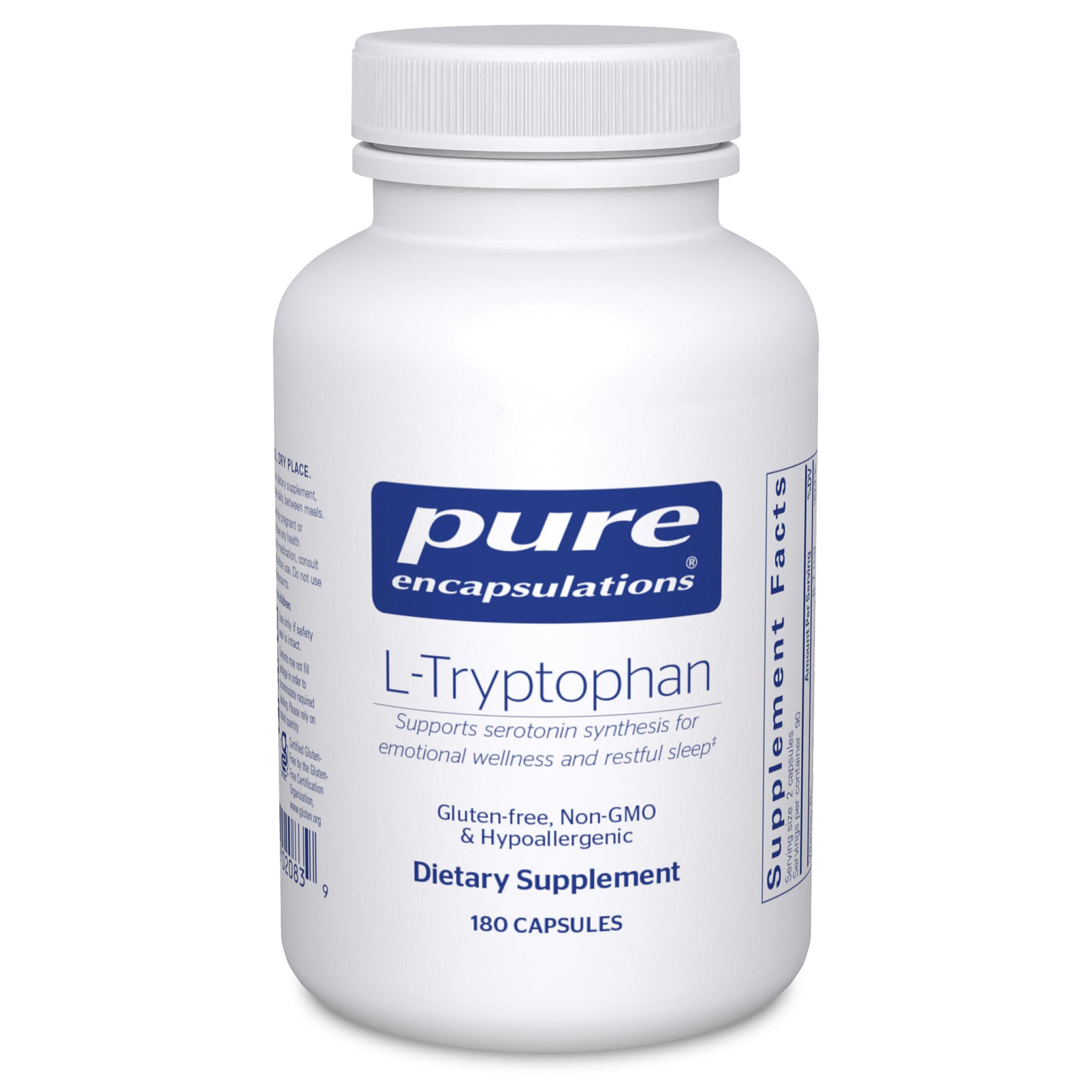 Pure Encapsulations L-Tryptophane – Bouteille avec capsules prête à l'emploi pour le sommeil