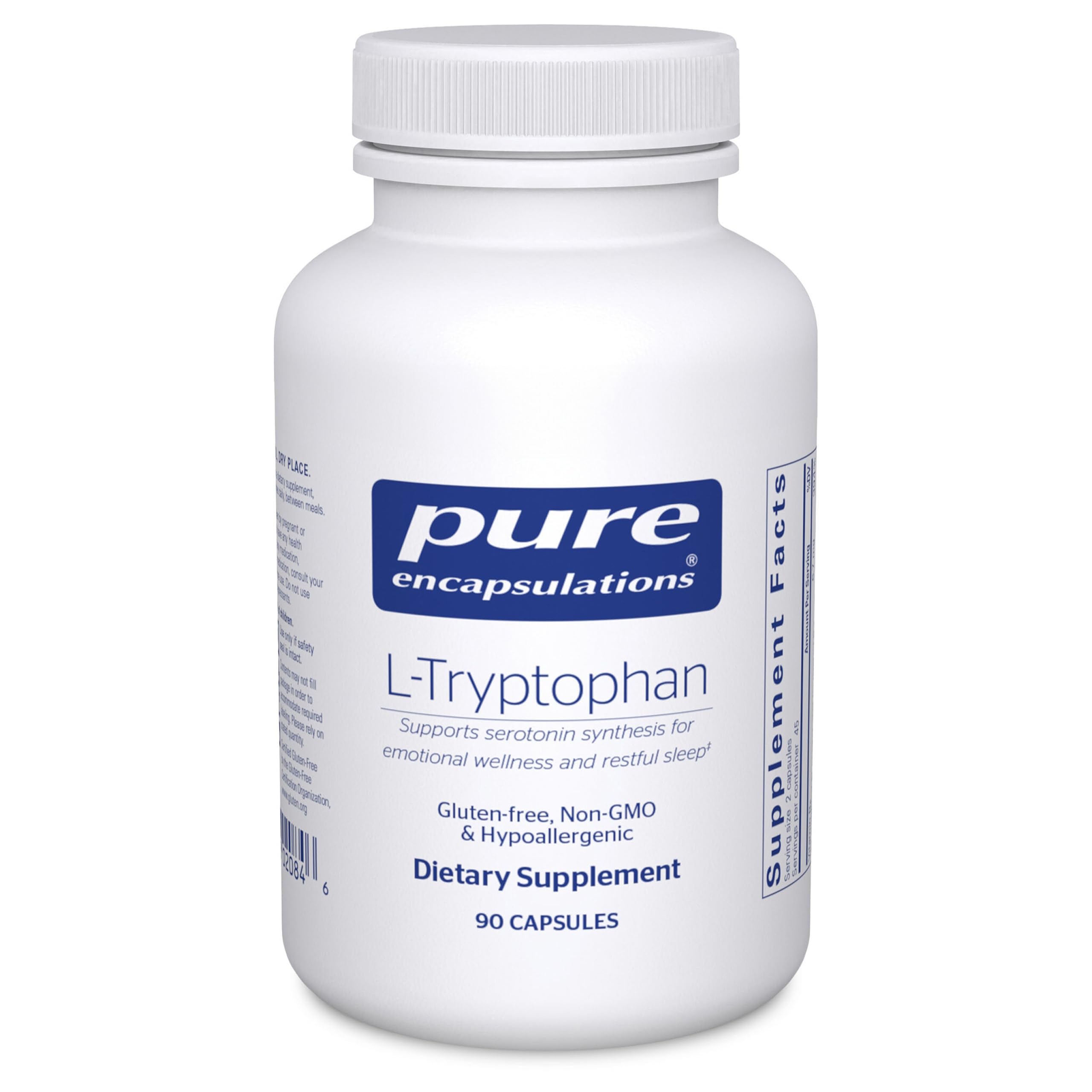 Pure Encapsulations L-Tryptophane — bouteille: soutien potentiel à la relaxation nocturne.