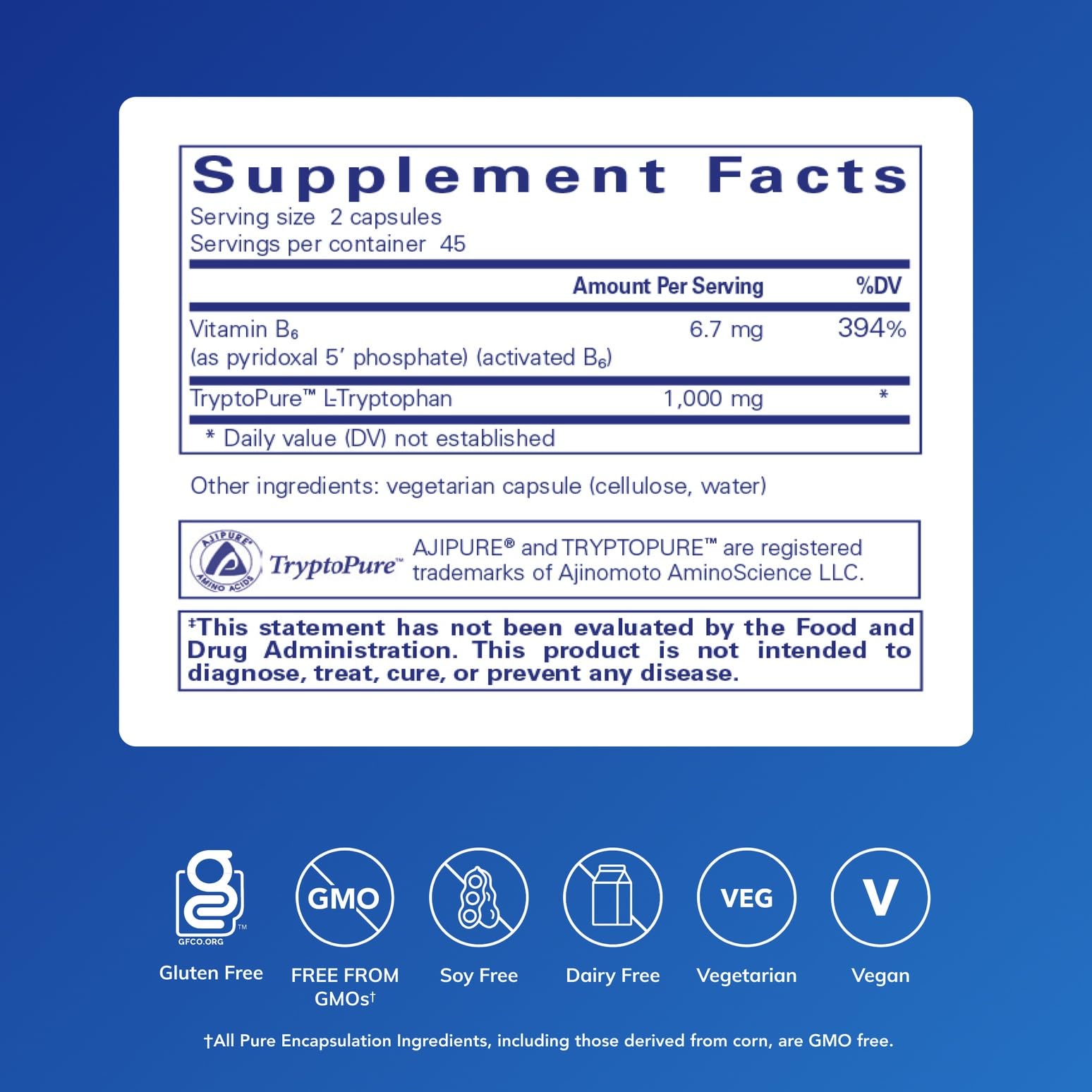 Pure Encapsulations L-Tryptophane — gélules: option pratique pour la détente quotidienne.