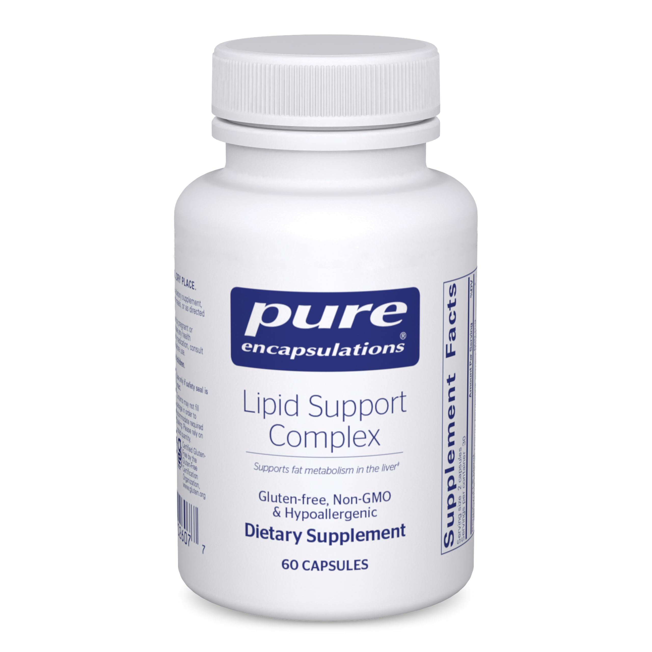 Pure Encapsulations Lipid Support Complex : bouteille affichant le complément pour le soutien hépatique.
