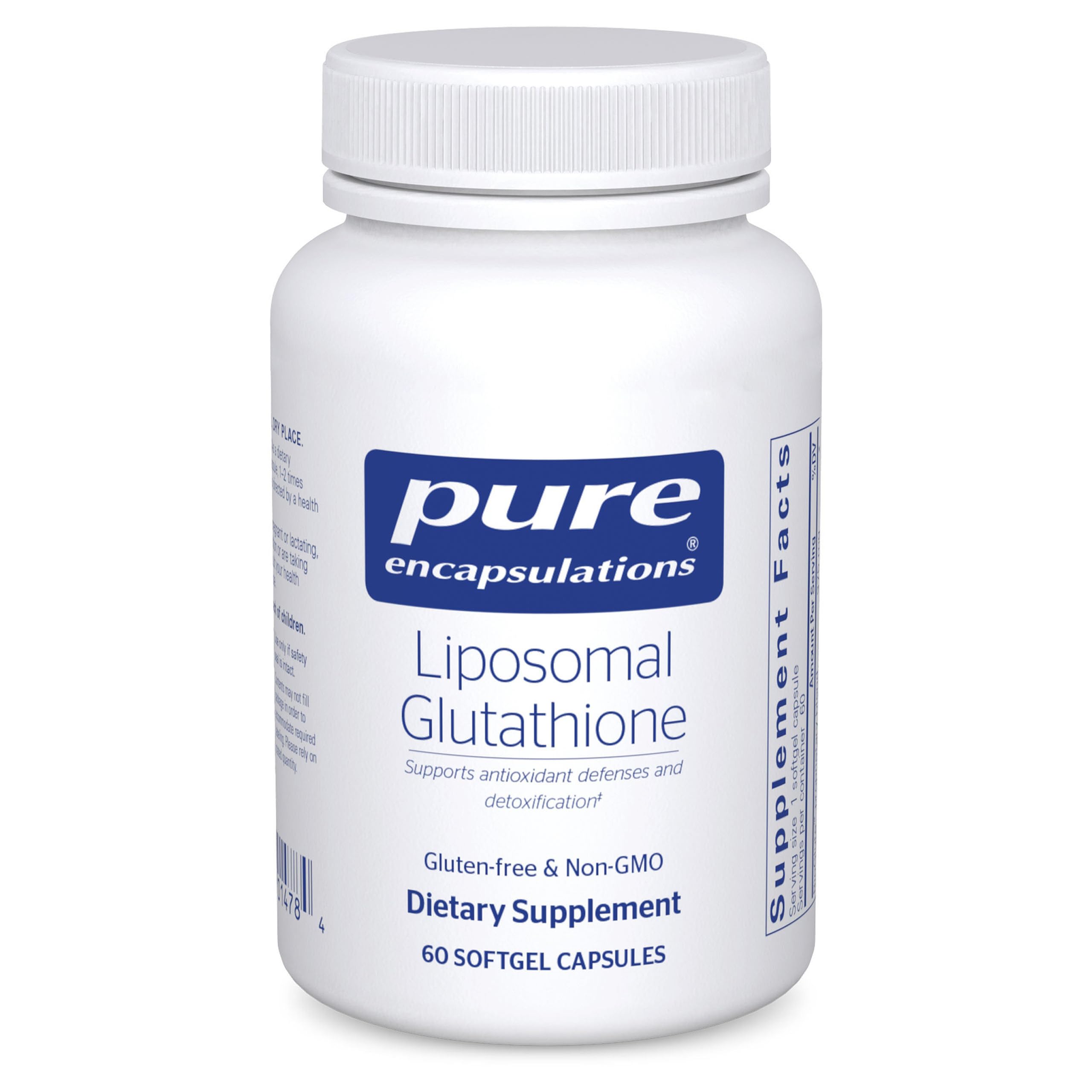 Pure Encapsulations Liposomal Glutathione – bouteille étiquetée, absorption liposomale potentielle