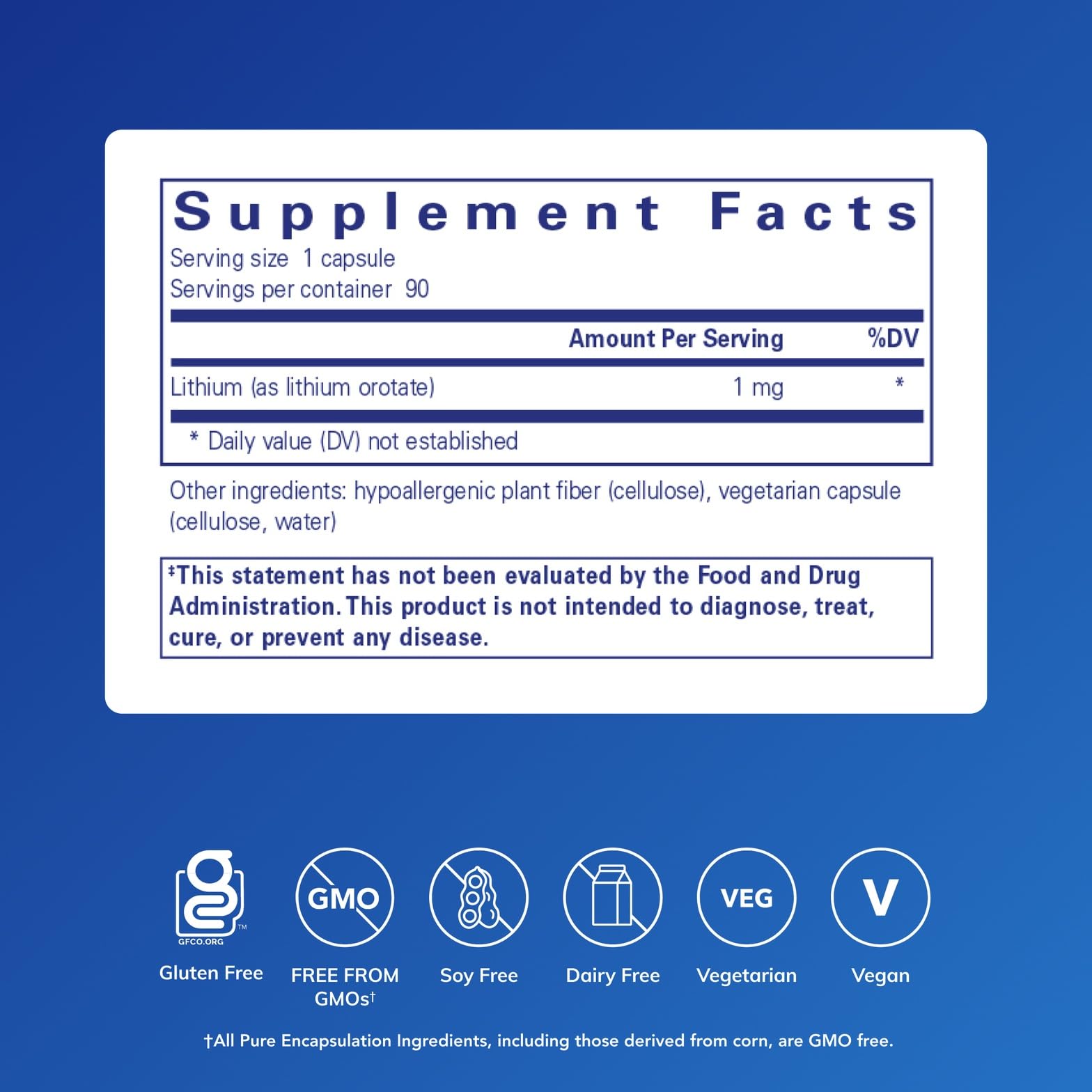 Capsules lithium orotate 1 mg fermées, faciles à emporter.