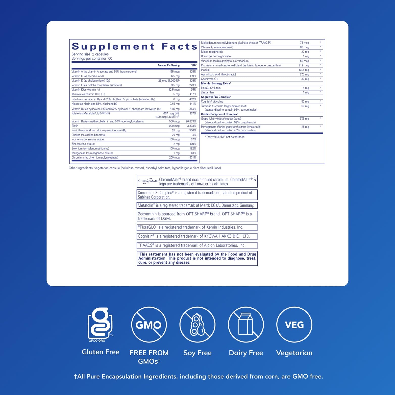 Pure Encapsulations Longevity Nutrients — capsules alignées, pratique quotidienne pour bien-être général.