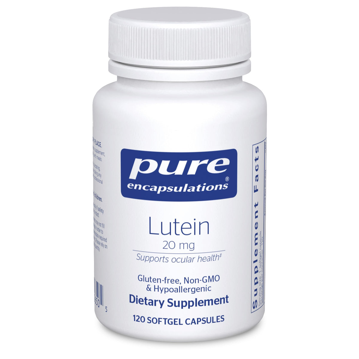 Pure Encapsulations Lutein 20 mg bouteille: soutien visuel quotidien pour la retine