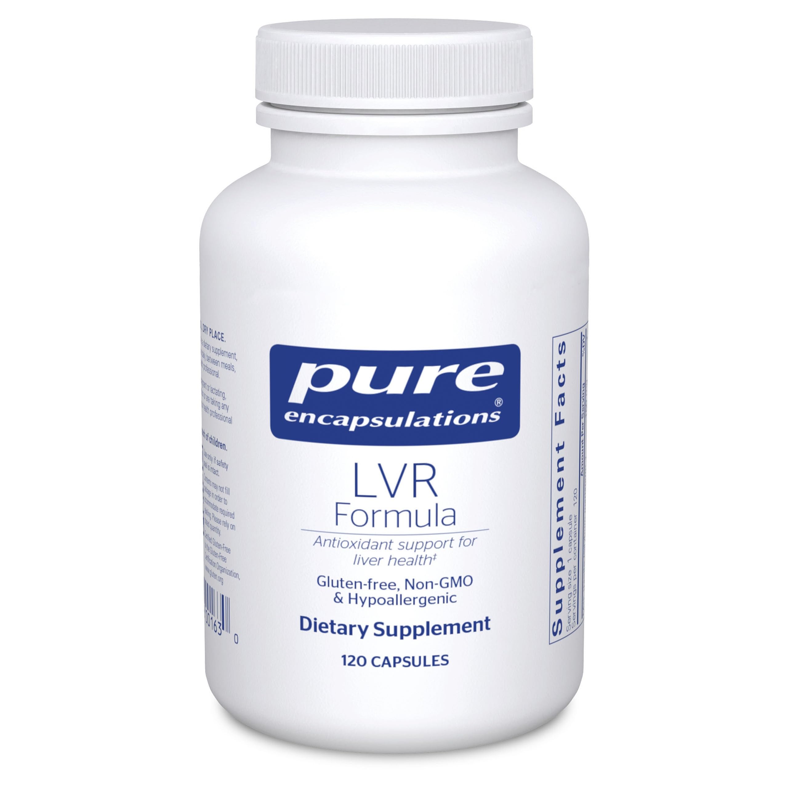 Pure Encapsulations LVR Formula, bouteille de capsules, peut soutenir la santé des cellules du foie.