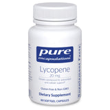 Pure Encapsulations Lycopène 20 mg — bouteille softgel, soutien antioxydant potentiel.