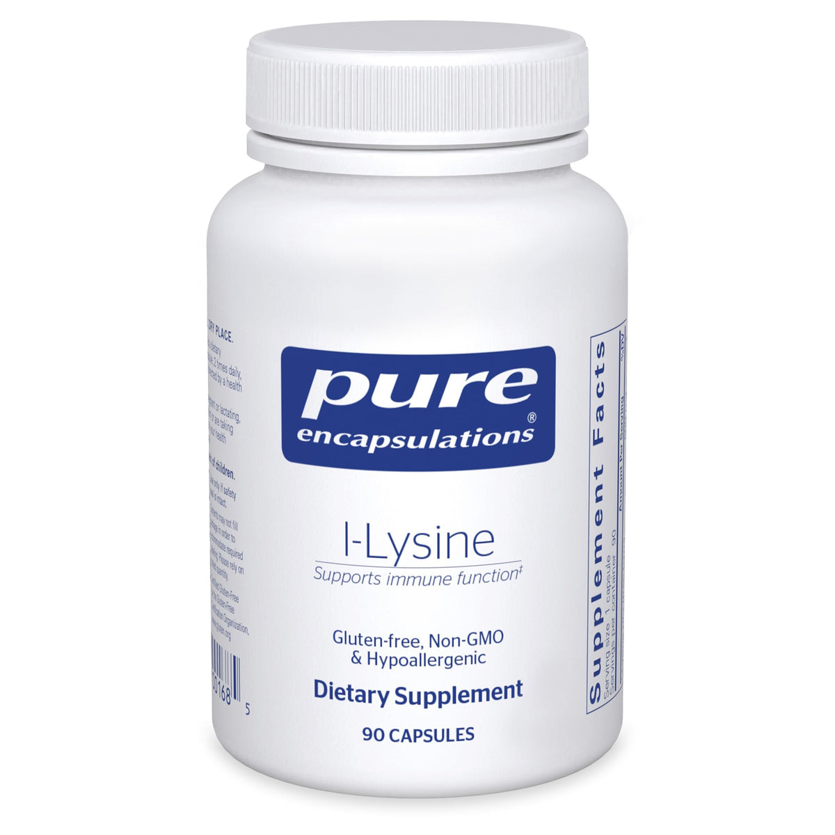 Pure Encapsulations L-Lysine, bouteille; potentiel soutien immunitaire et bien-être quotidien.