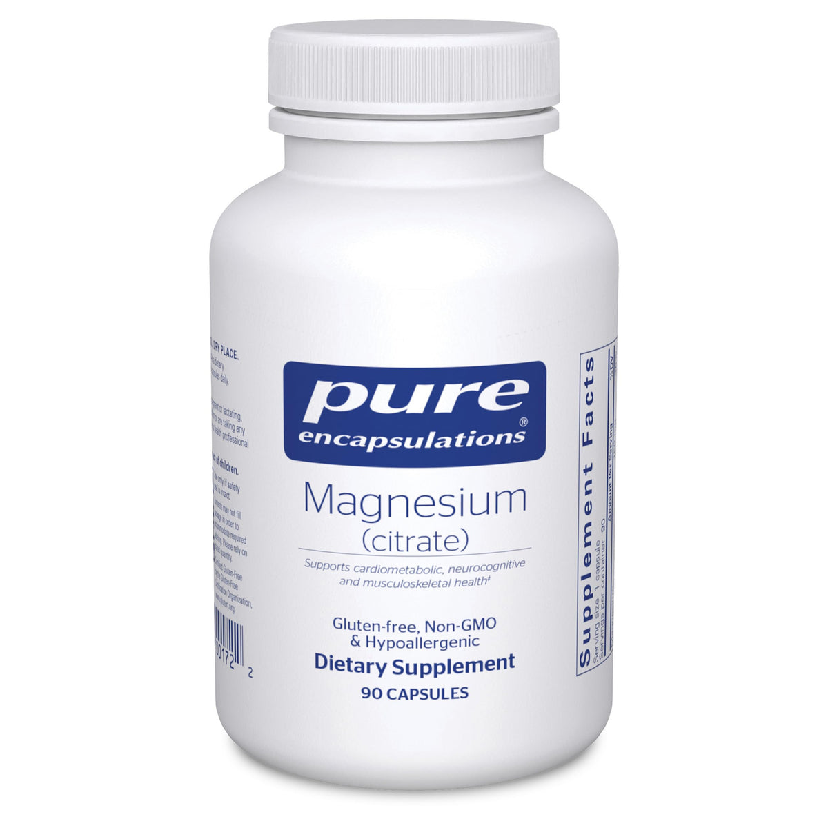 Pure Encapsulations Magnésium Citrate capsules – soutien potentiel à l'énergie et au fonctionnement neuromusculaire.