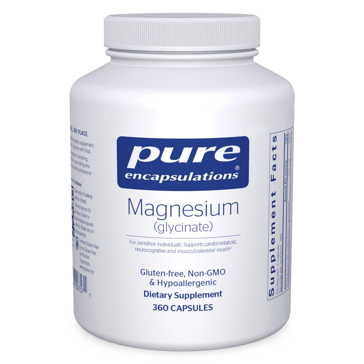 Pure Encapsulations Magnésium Glycinate - bouteille, soutien potentiel sommeil et relaxation.