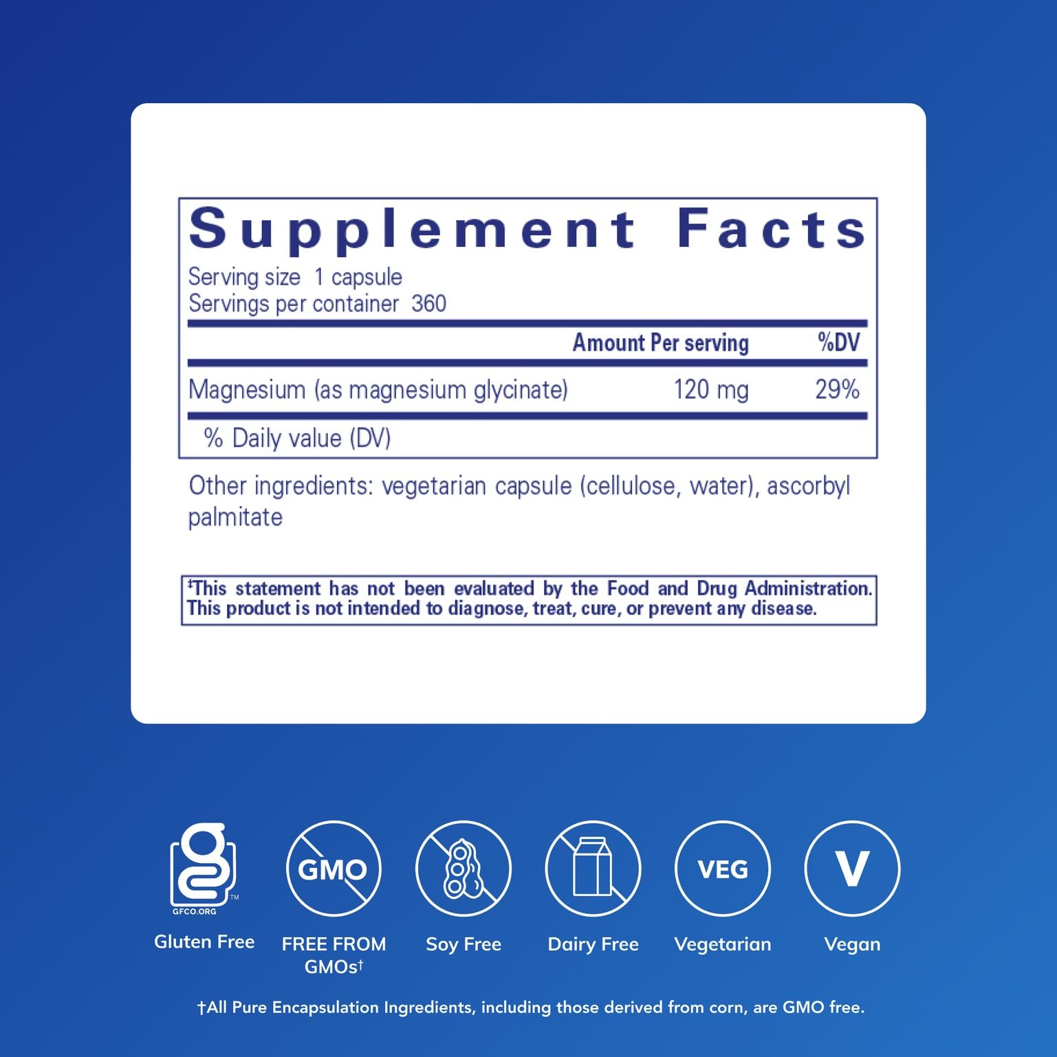 Pure Encapsulations Magnésium Glycinate - capsules, soutien potentiel au métabolisme et à la fonction musculaire.