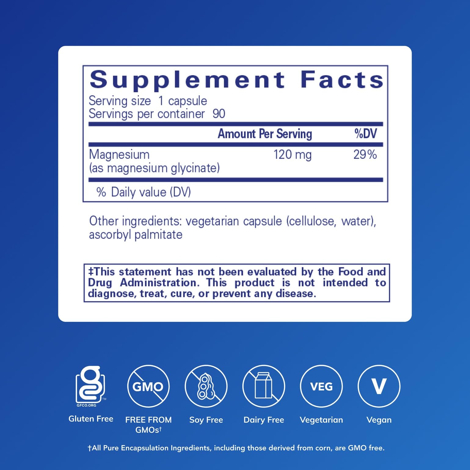 Pure Encapsulations Magnésium Glycinate, capsules faciles à avaler au quotidien.