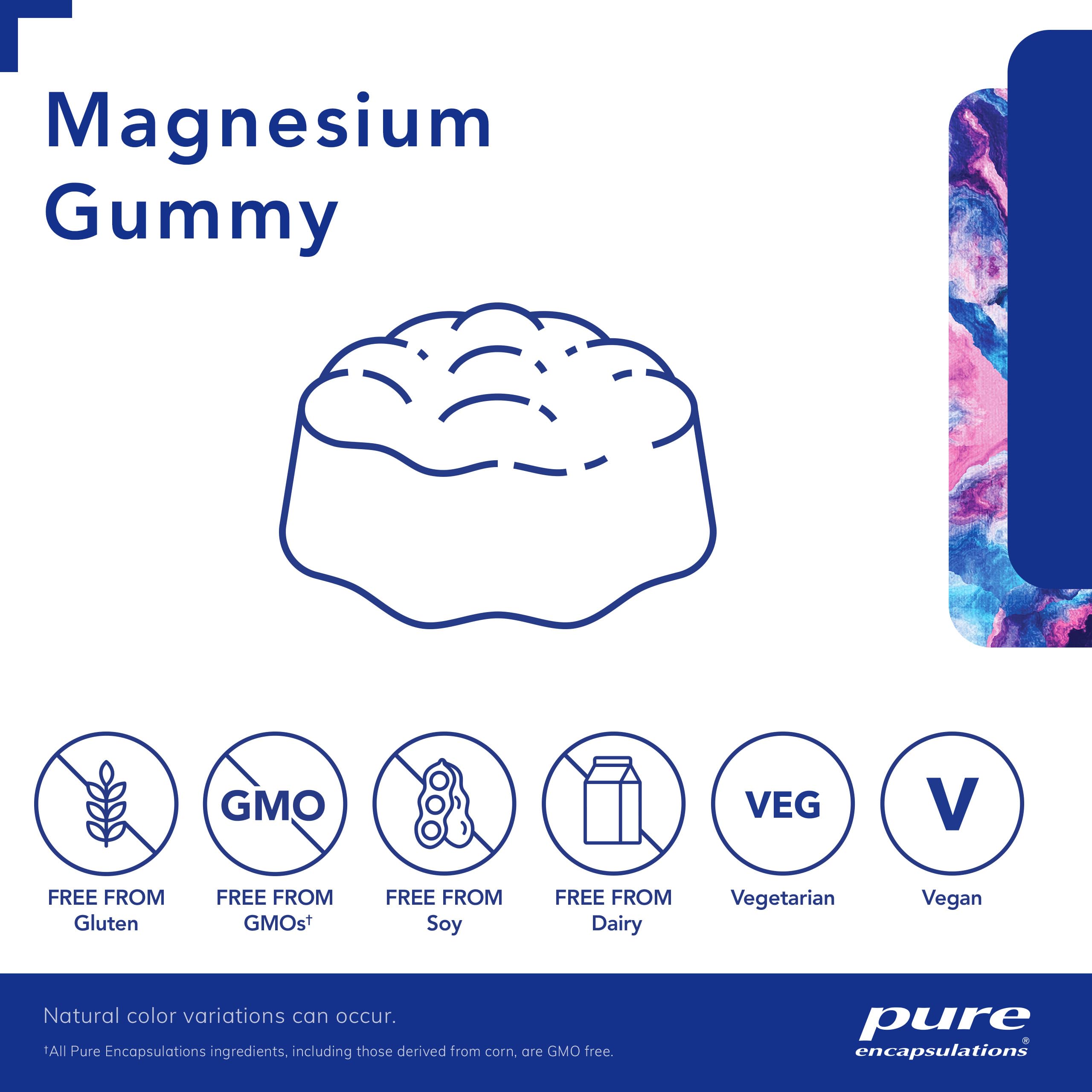 Pure Encapsulations Magnesium Gummy – etiquette-sans-allergenes – convient à ceux sensibles aux allergènes