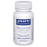 Pure Encapsulations Manganèse : bouteille et étiquette, soutien potentiel à la santé osseuse.