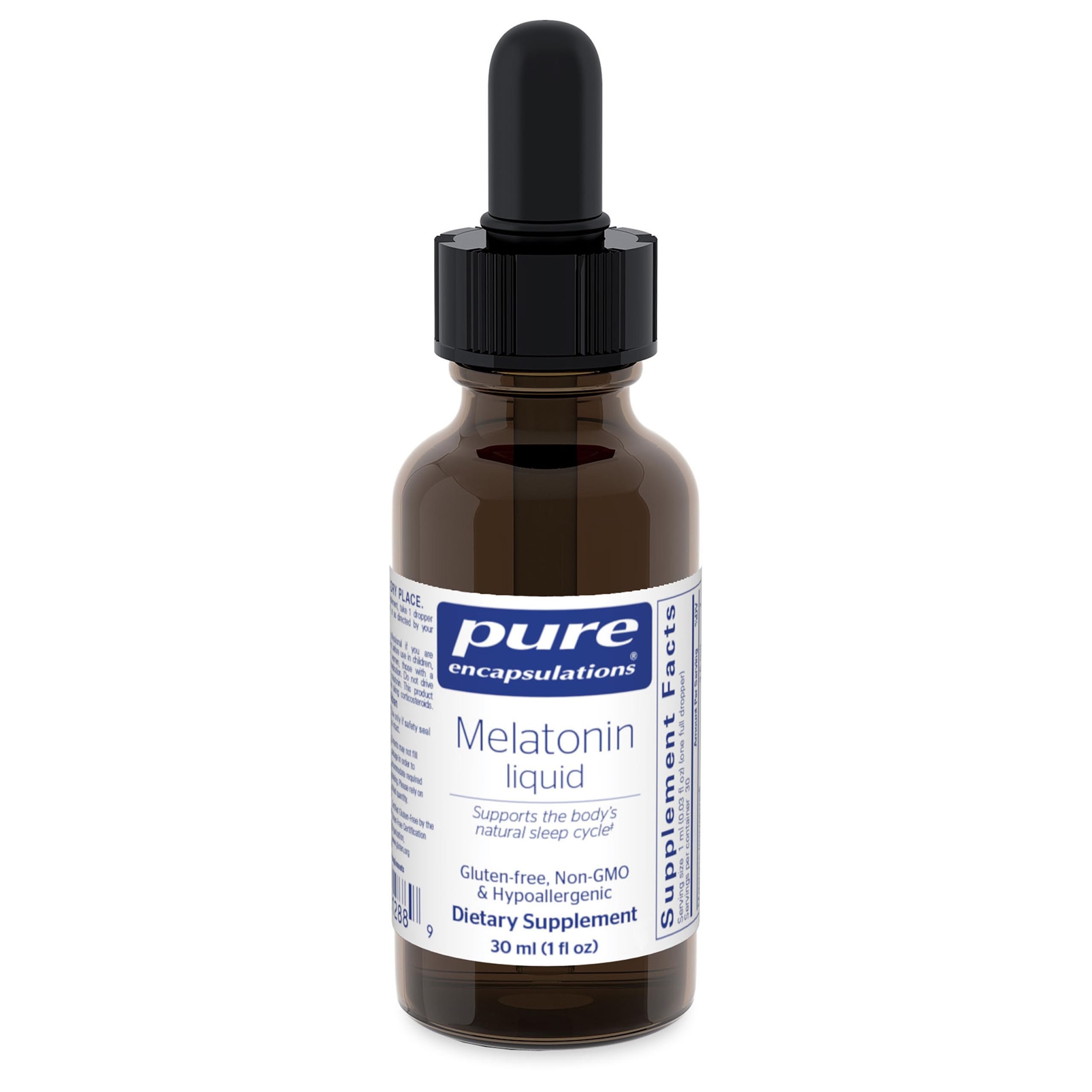 Pure Encapsulations Mélatonine Liquide dans sa bouteille, soutien potentiel au cycle veille-sommeil naturel