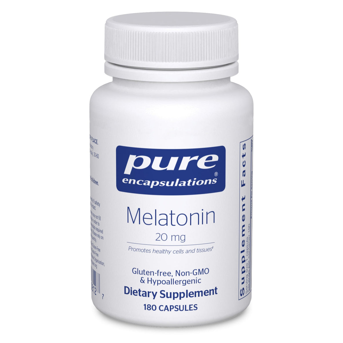 Pure Encapsulations Mélatonine 20 mg — bouteille visible — soutien potentiel des tissus sains